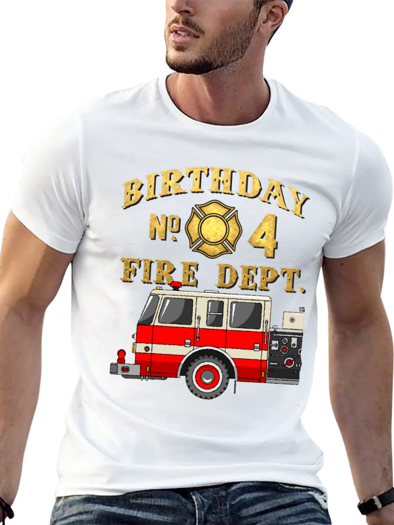 Fire Dept Birthday T-Shirt - Number 4