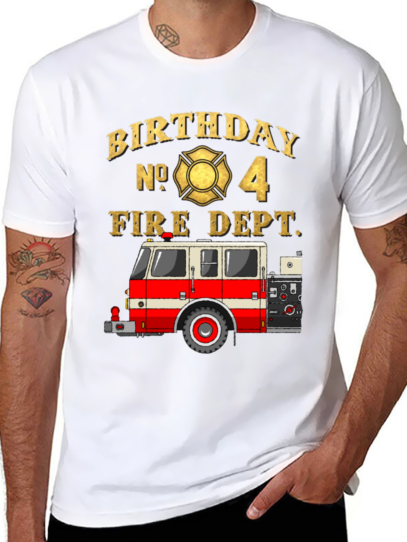 Fire Dept Birthday T-Shirt - Number 4