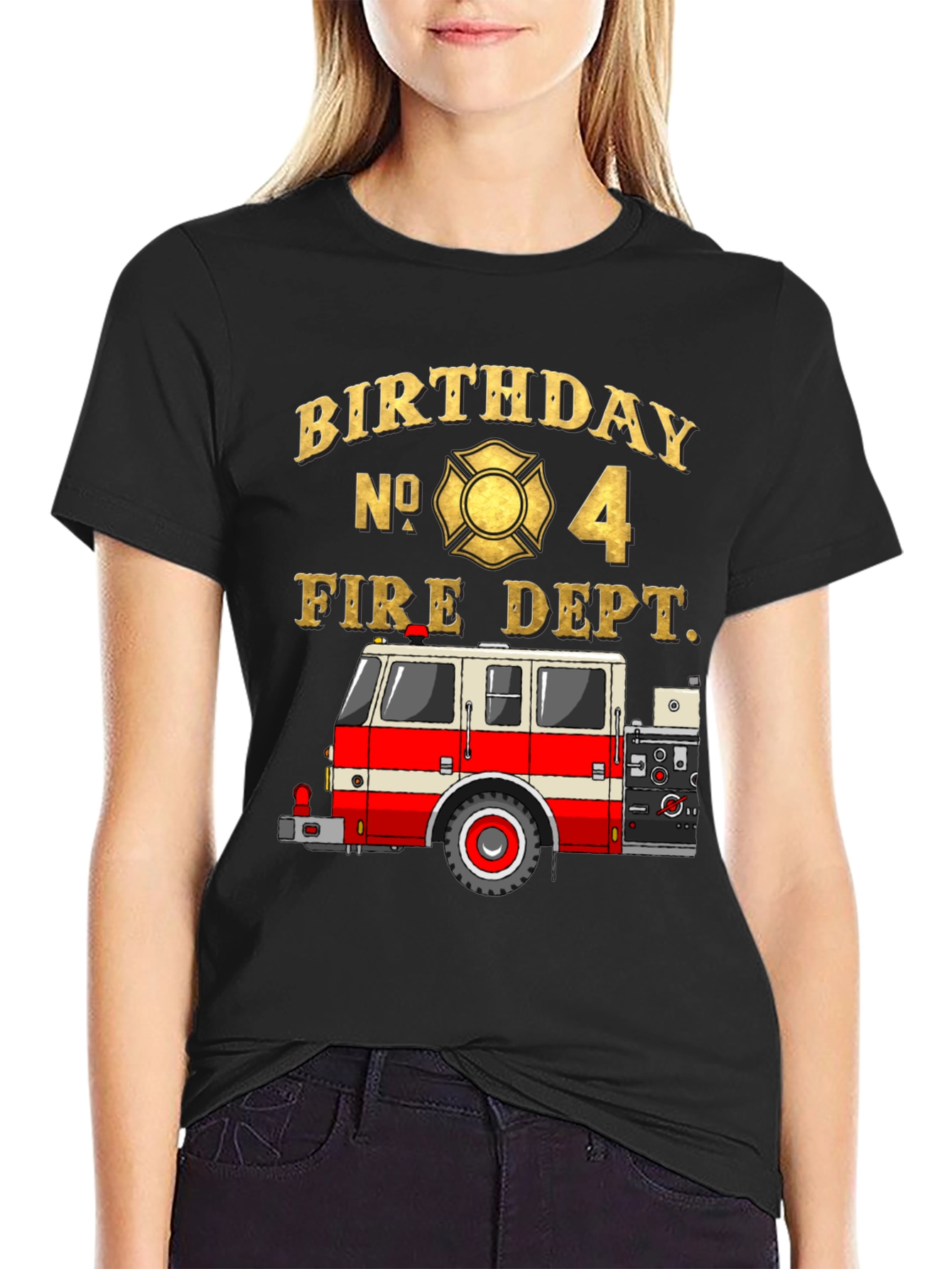 Fire Dept Birthday T-Shirt - Number 4