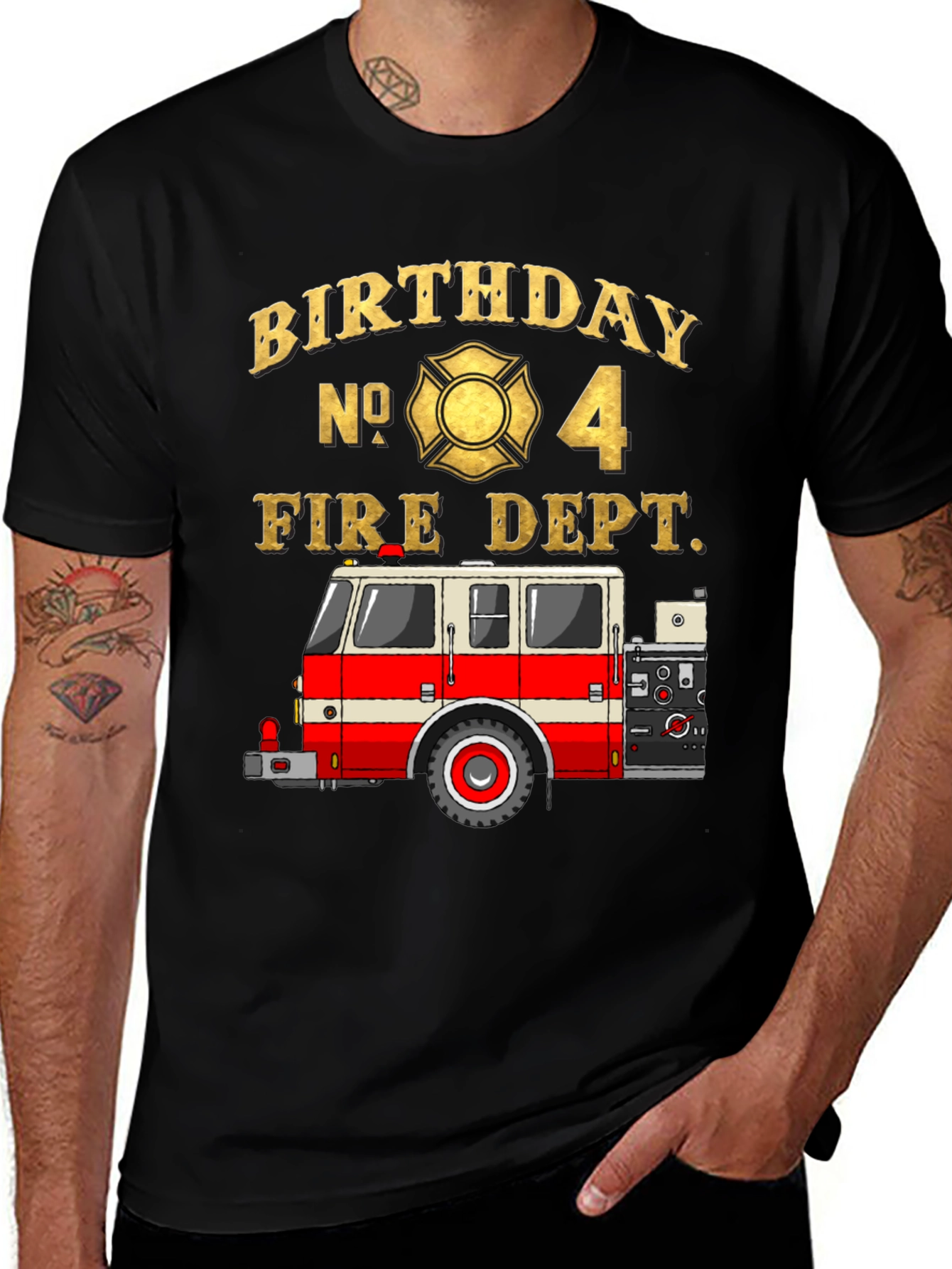Fire Dept Birthday T-Shirt - Number 4