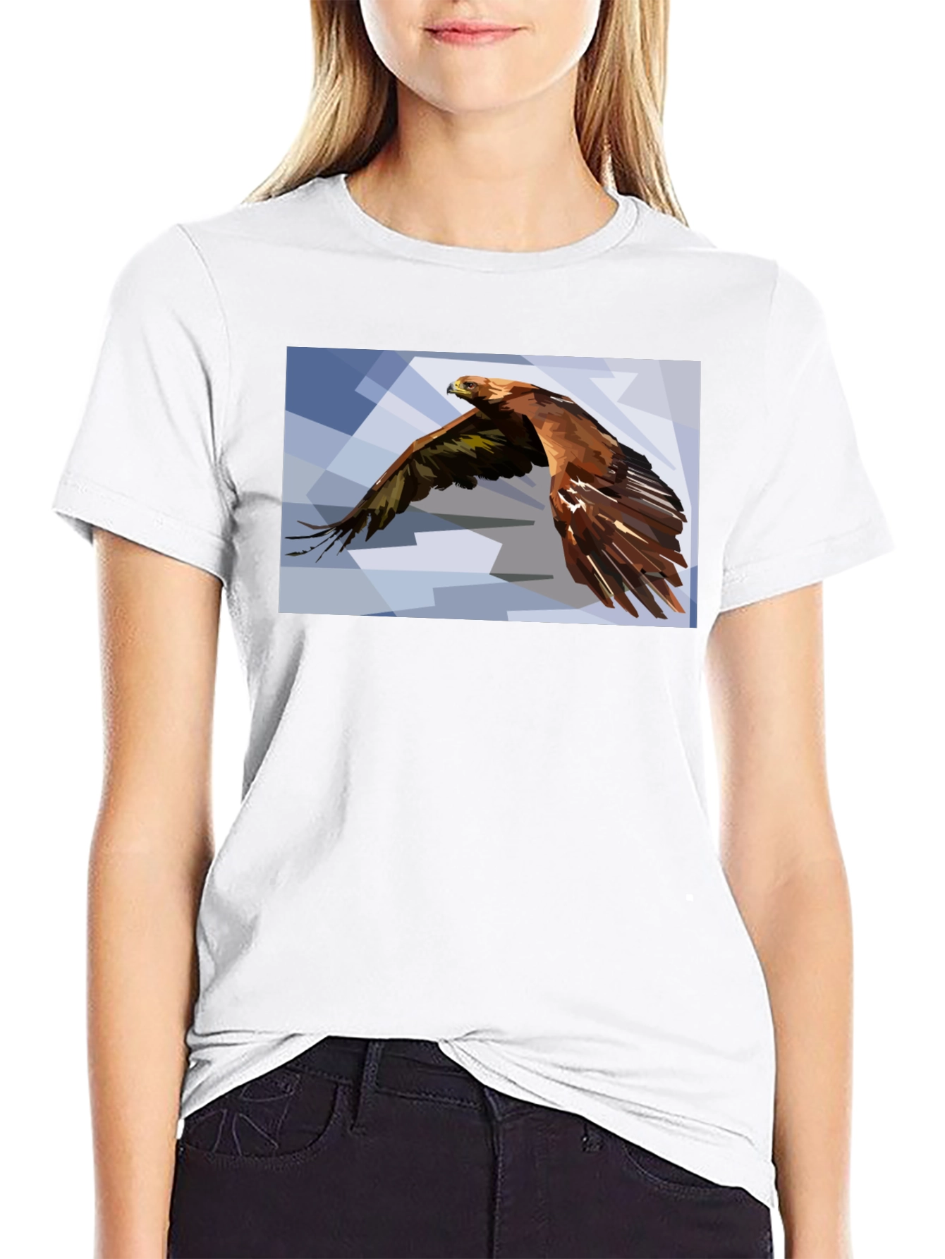 Geometric Eagle Graphic Black T-Shirt