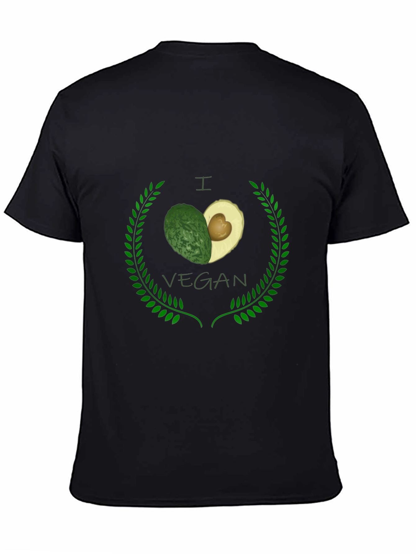 I Heart Vegan Avocado Black Graphic Tee