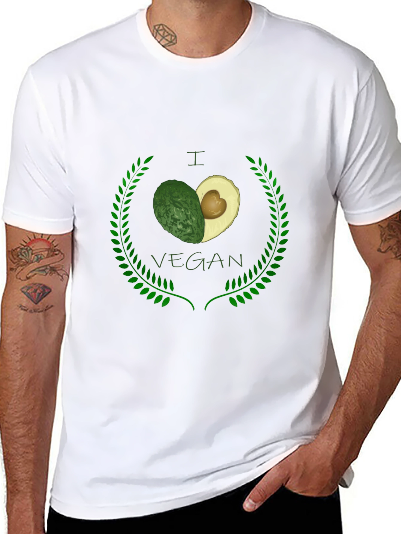 I Heart Vegan Avocado Black Graphic Tee