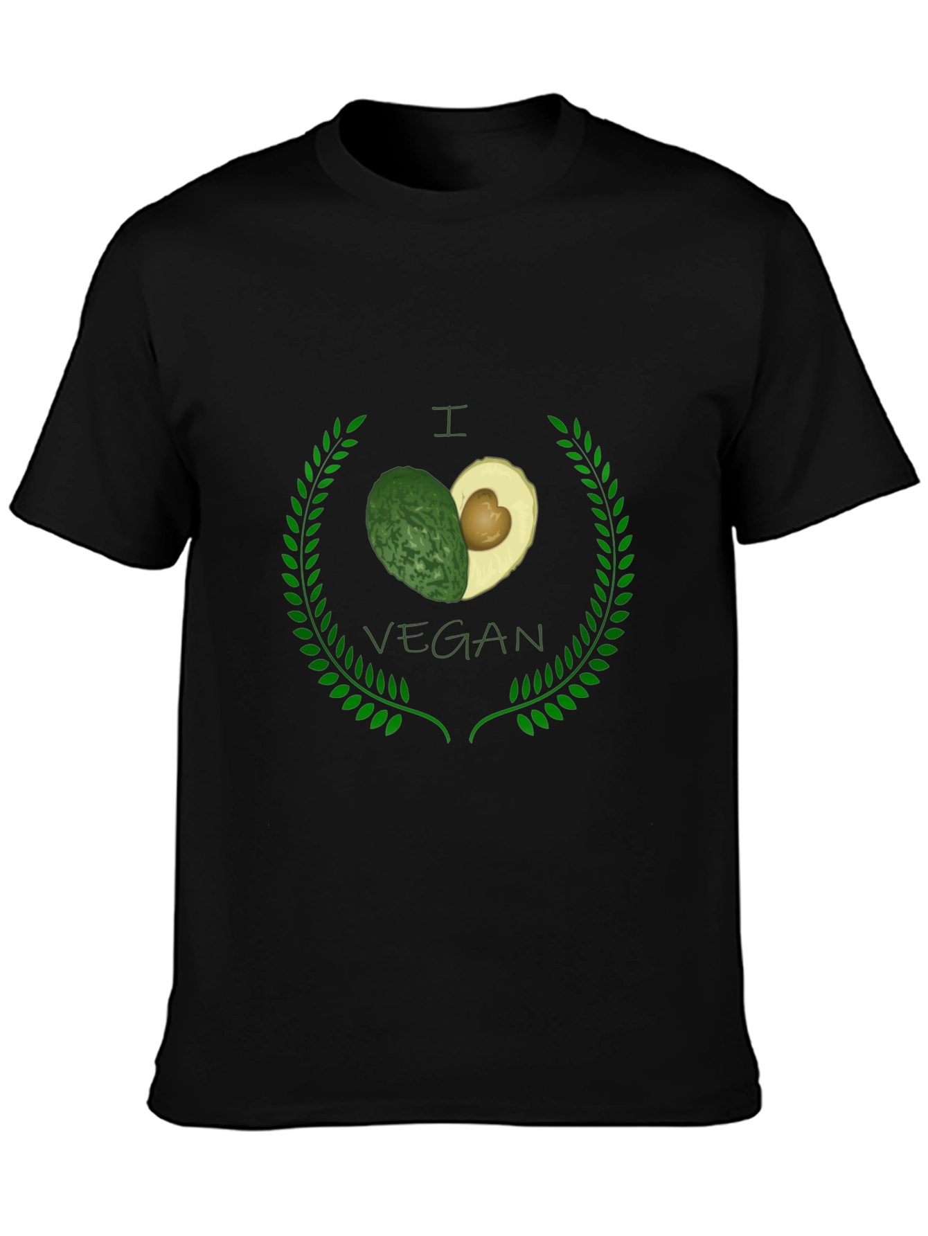 I Heart Vegan Avocado Black Graphic Tee