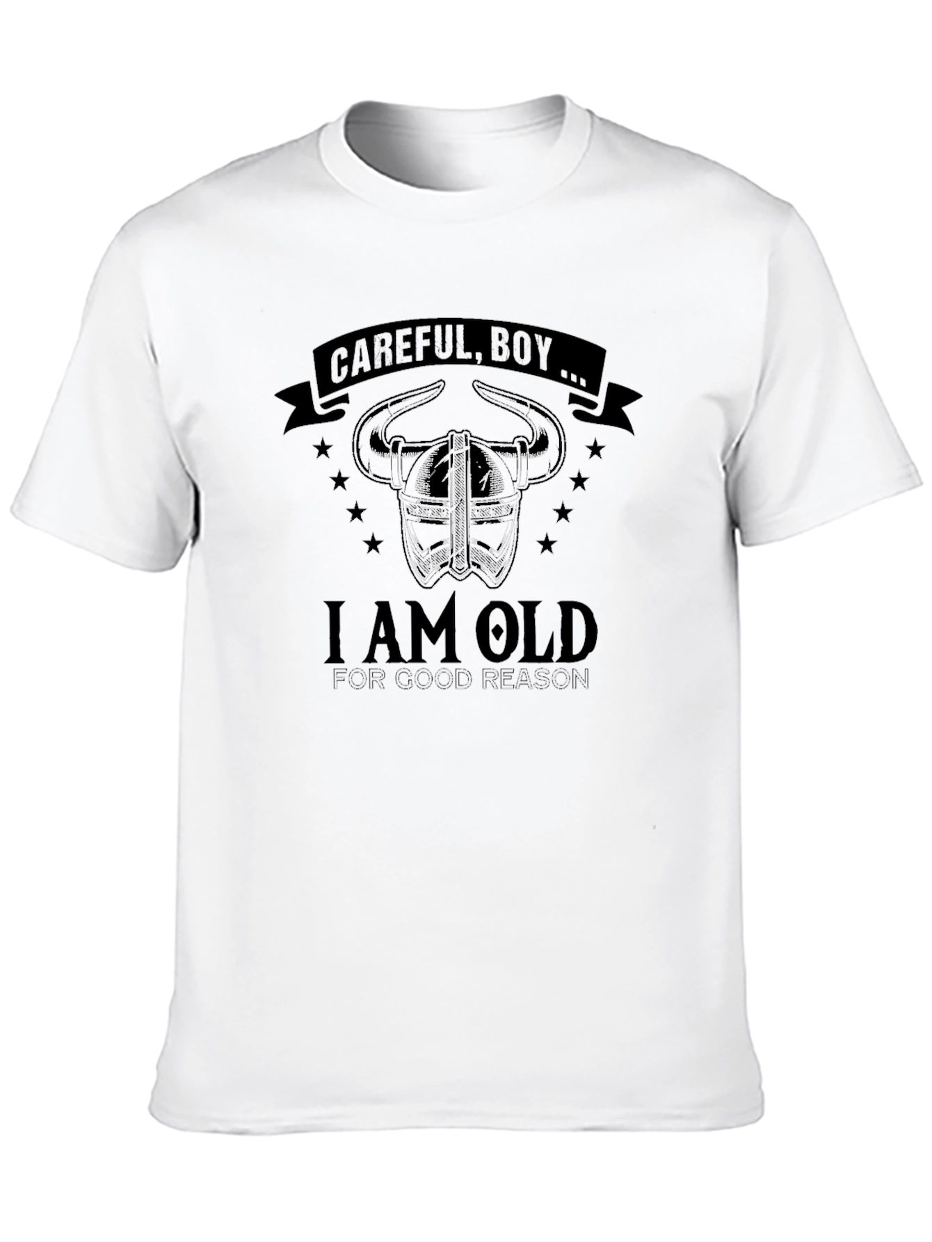 Careful Boy Viking Helmet Black Graphic Tee