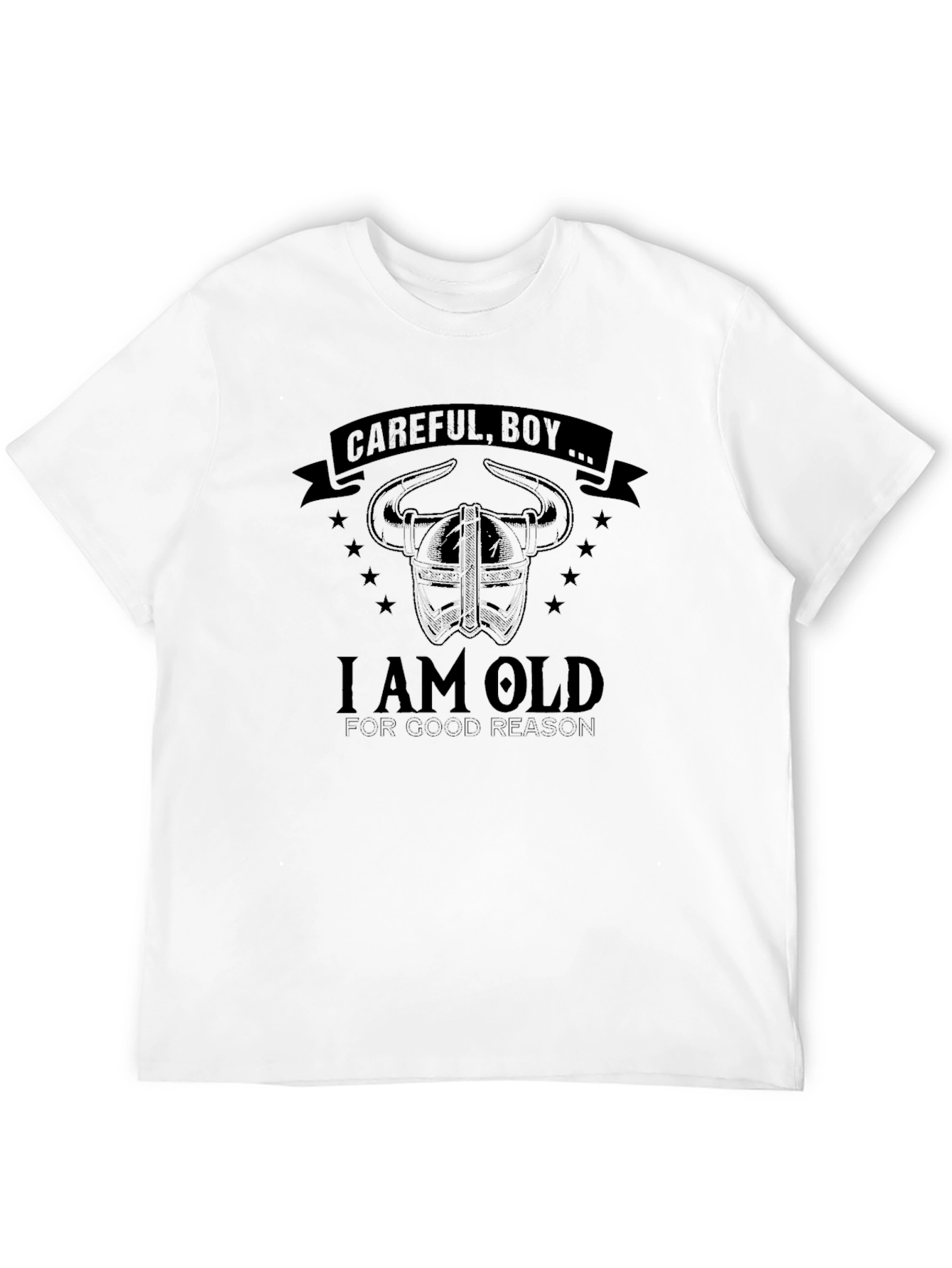 Careful Boy Viking Helmet Black Graphic Tee