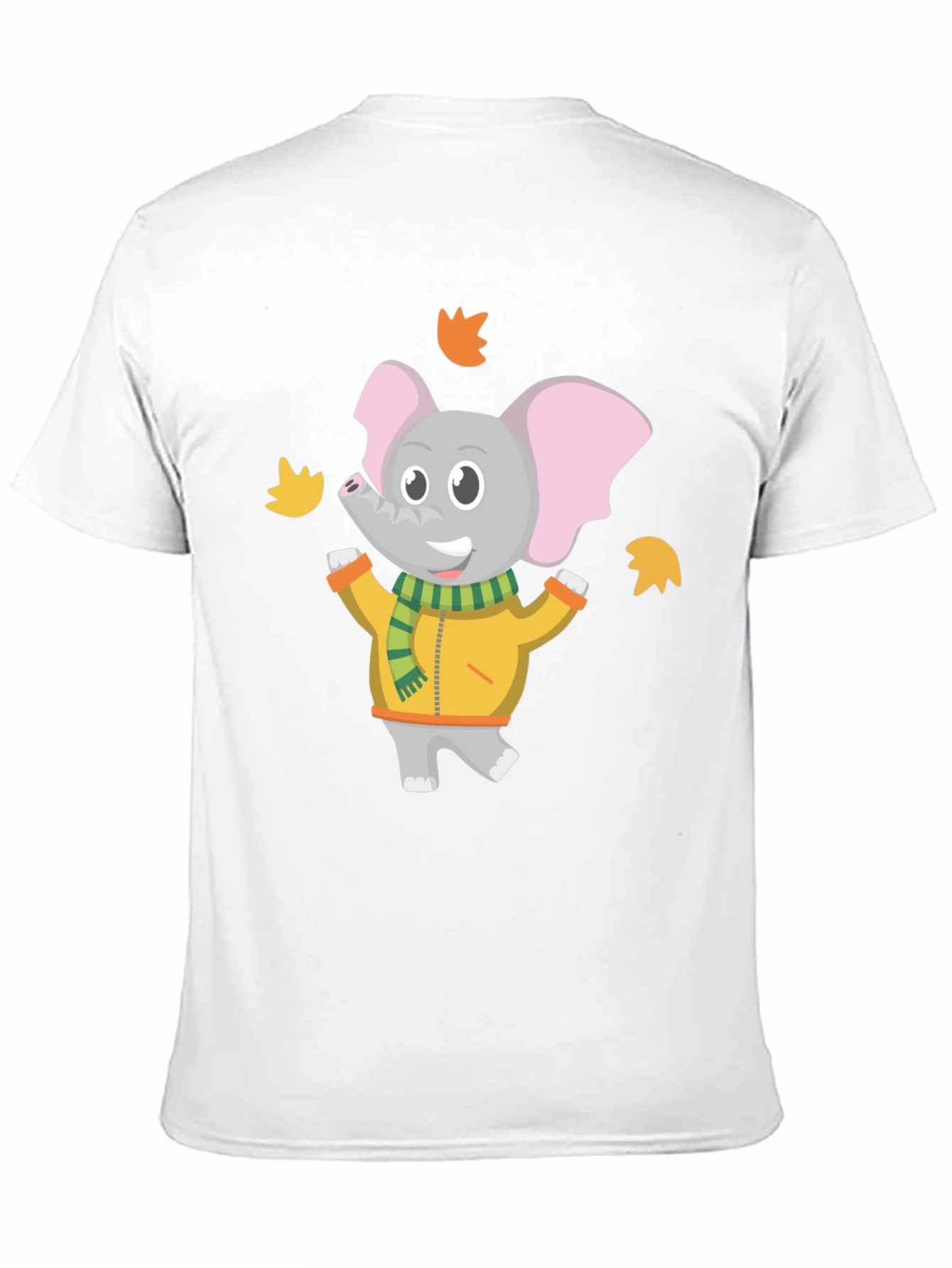 Cute Elephant Fall Leaves Graphic T-Shirt