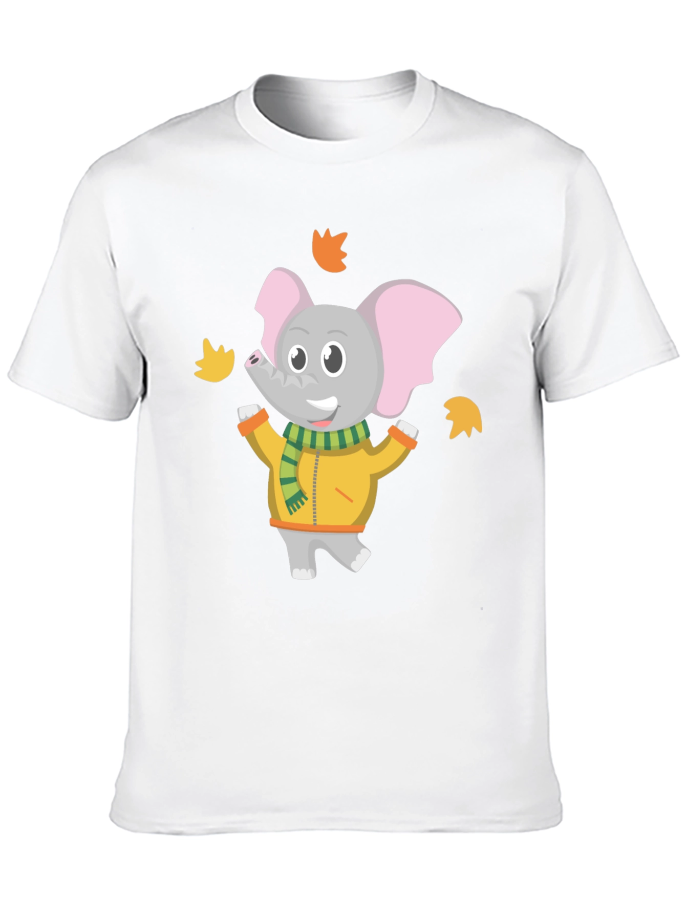 Cute Elephant Fall Leaves Graphic T-Shirt