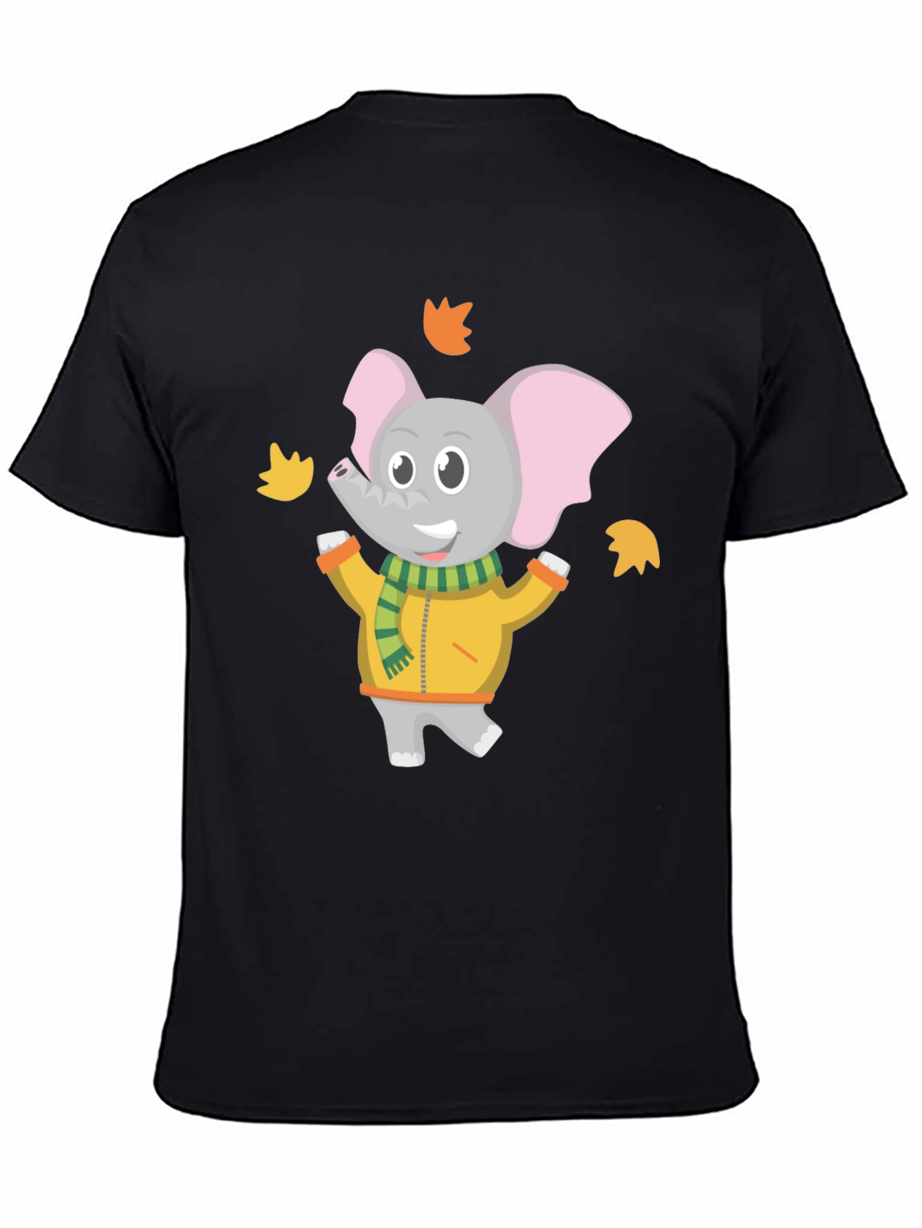 Cute Elephant Fall Leaves Graphic T-Shirt