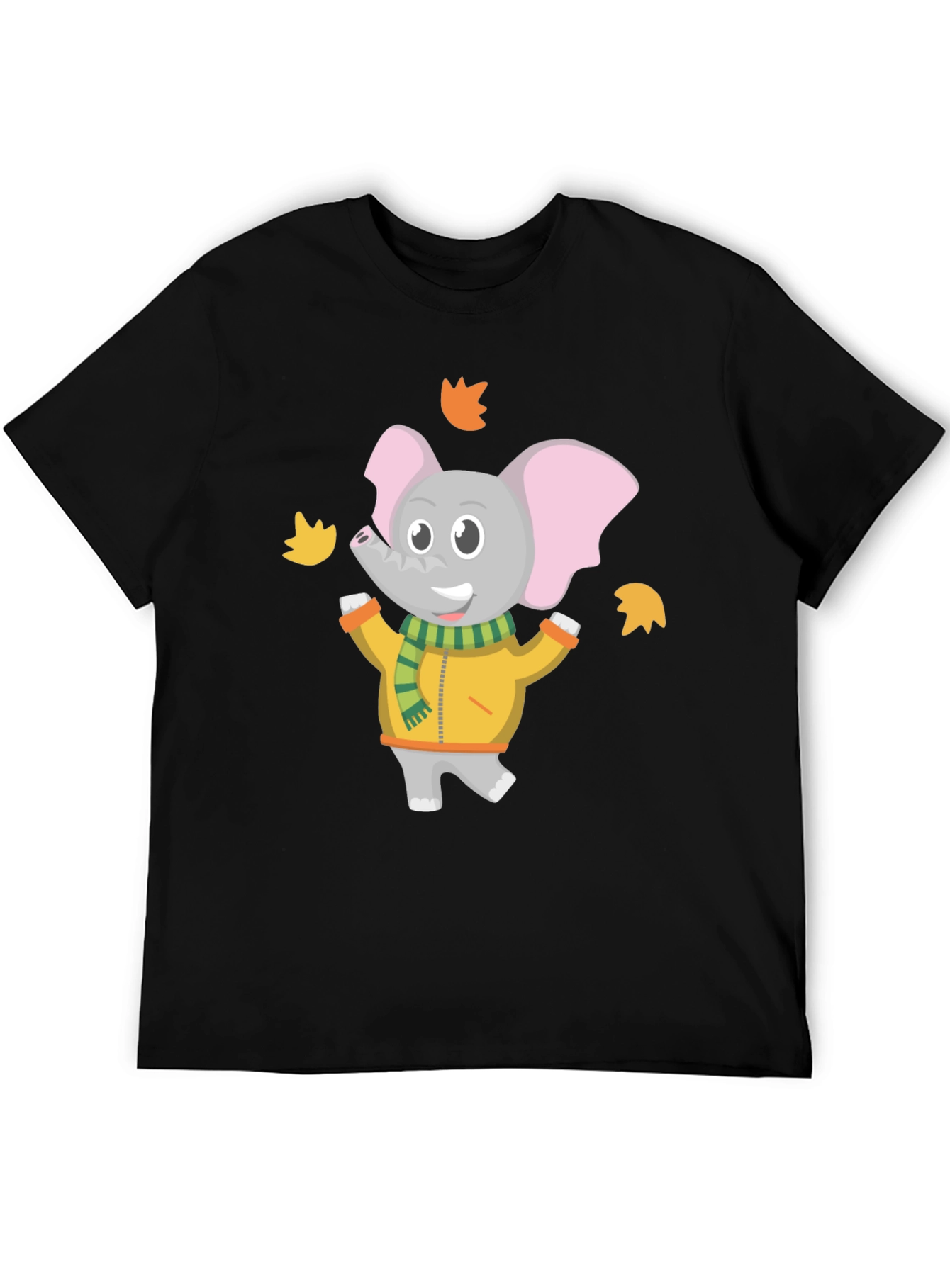 Cute Elephant Fall Leaves Graphic T-Shirt