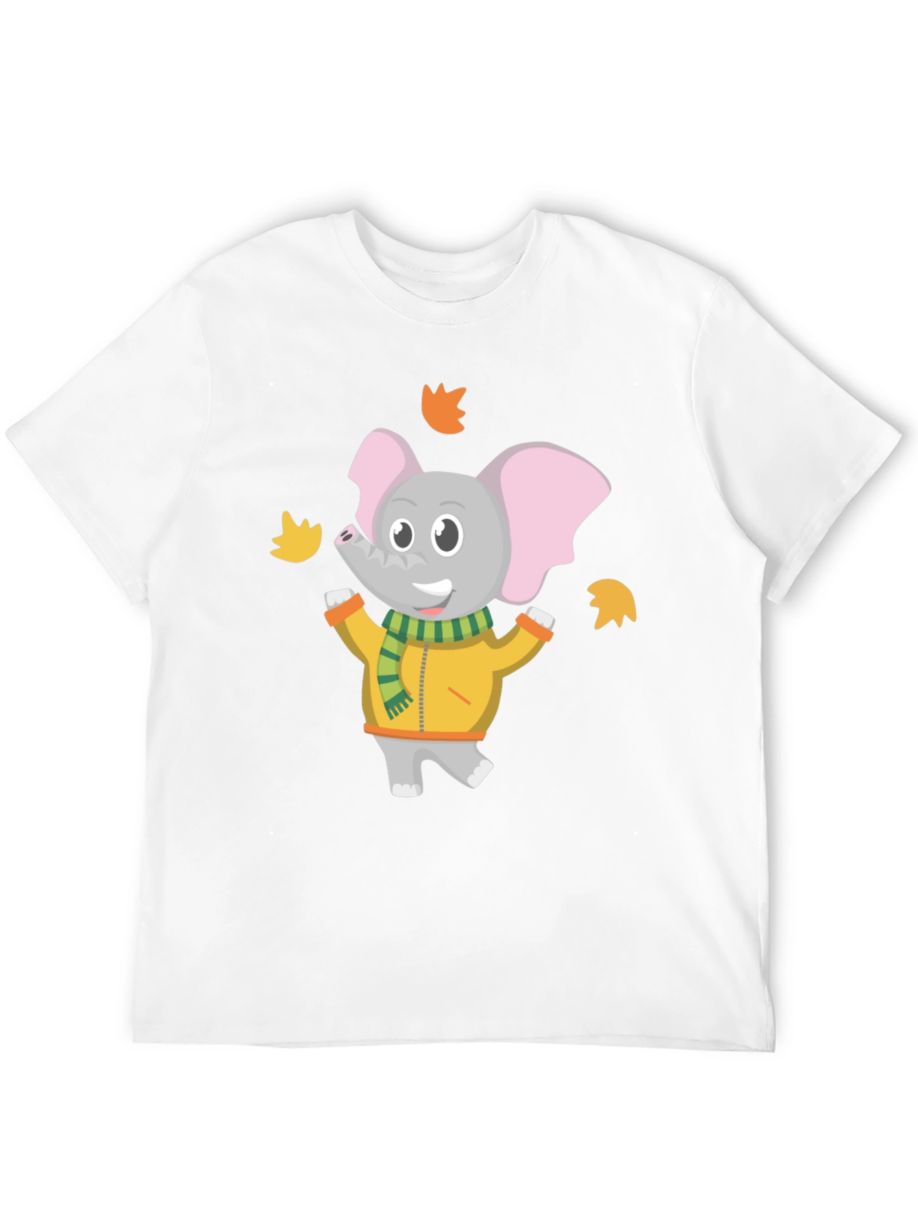 Cute Elephant Fall Leaves Graphic T-Shirt
