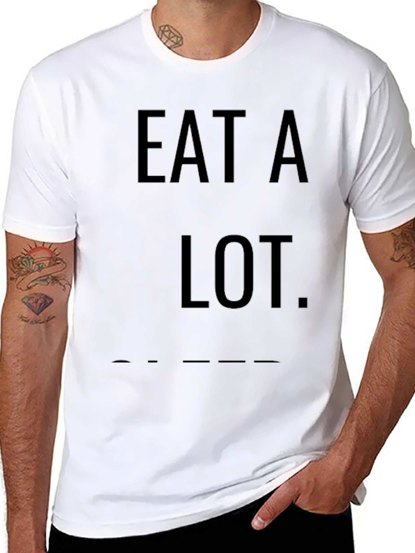 Eat a Lot T-Shirt - Black Cotton Casual Tee