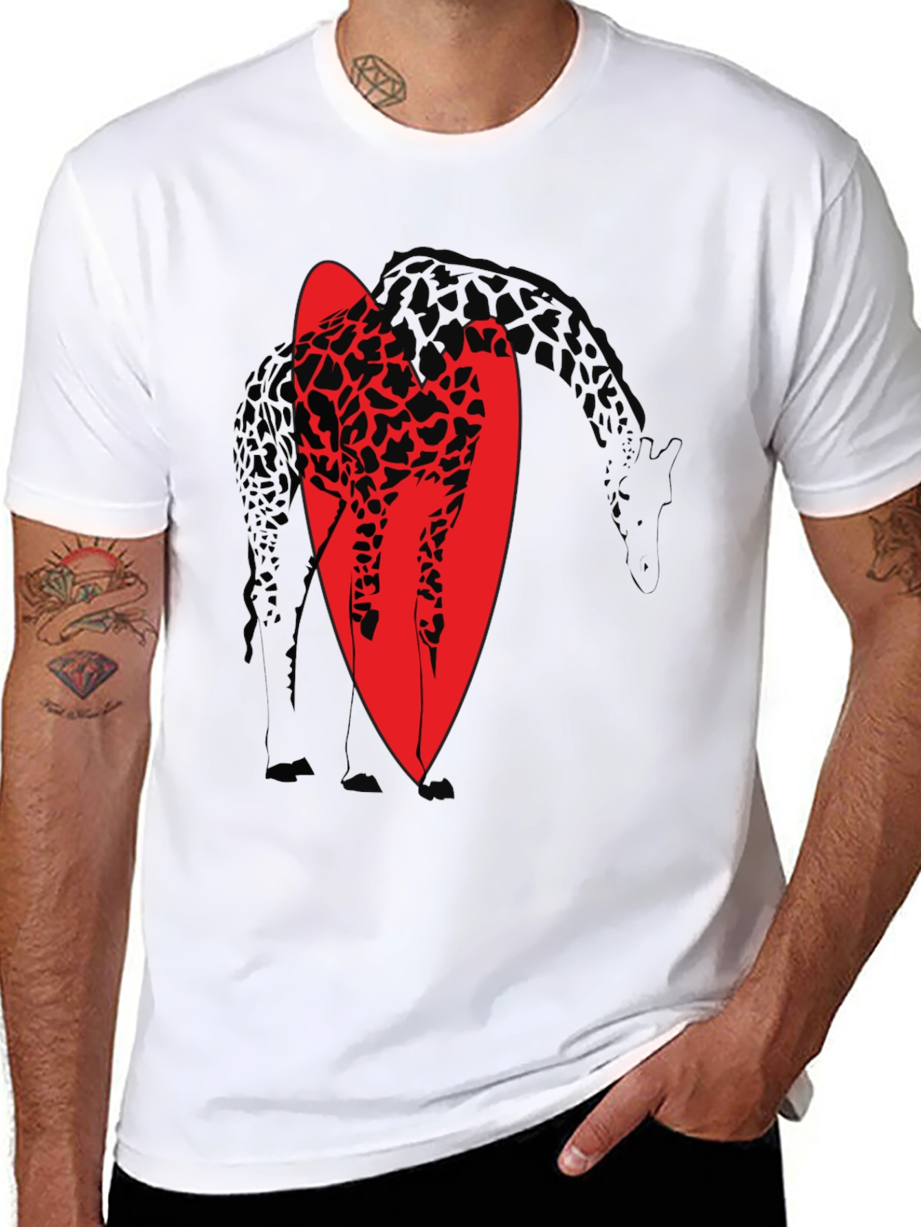 Giraffe Graphic Tee - Stylish Black Cotton T-Shirt