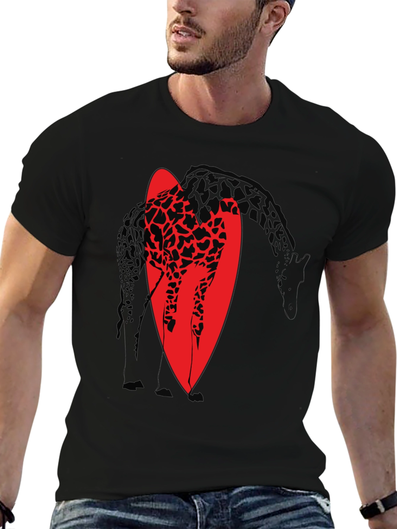Giraffe Graphic Tee - Stylish Black Cotton T-Shirt