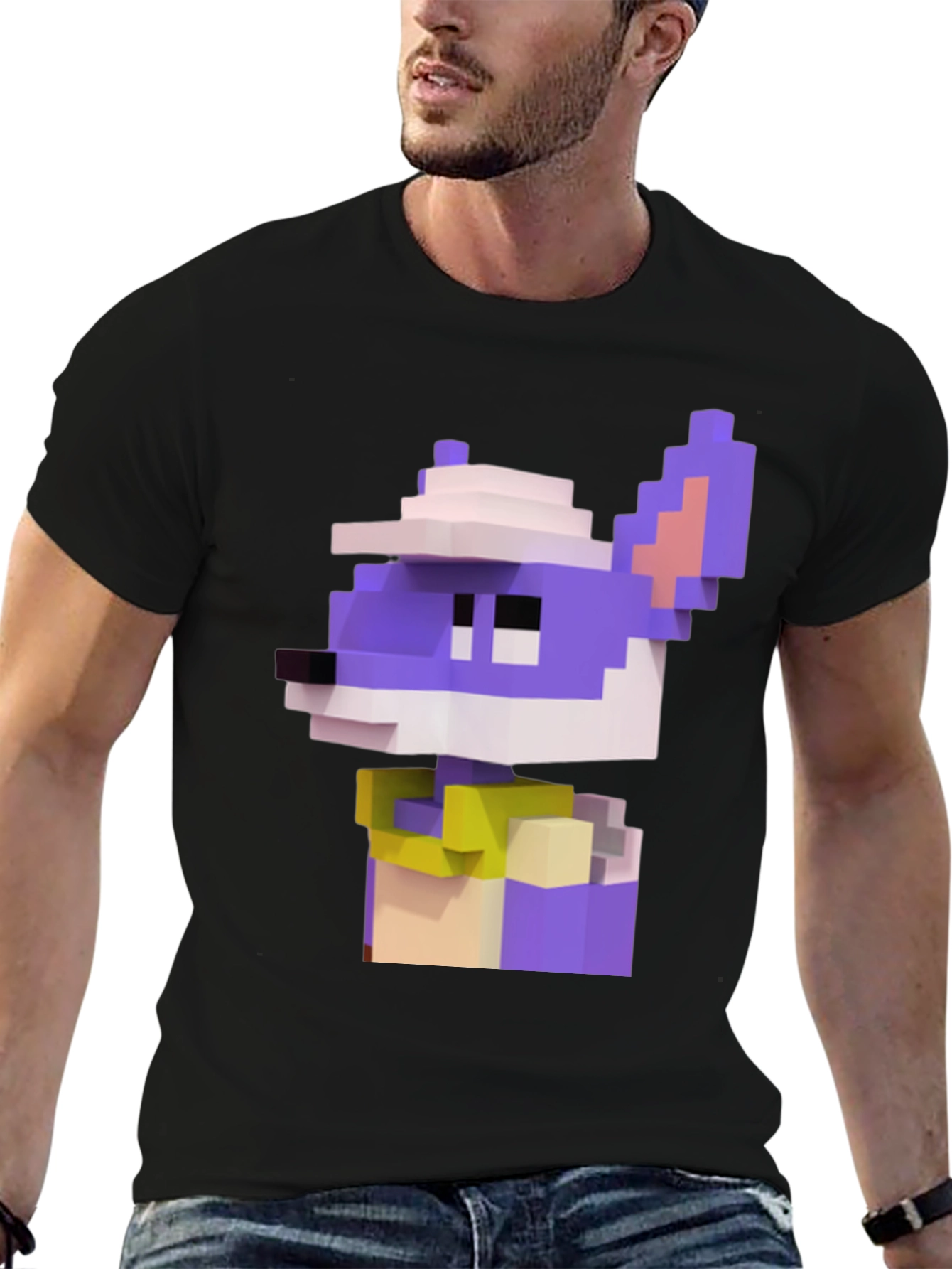 Pixel Art Character Graphic Tee - Black T-Shirt