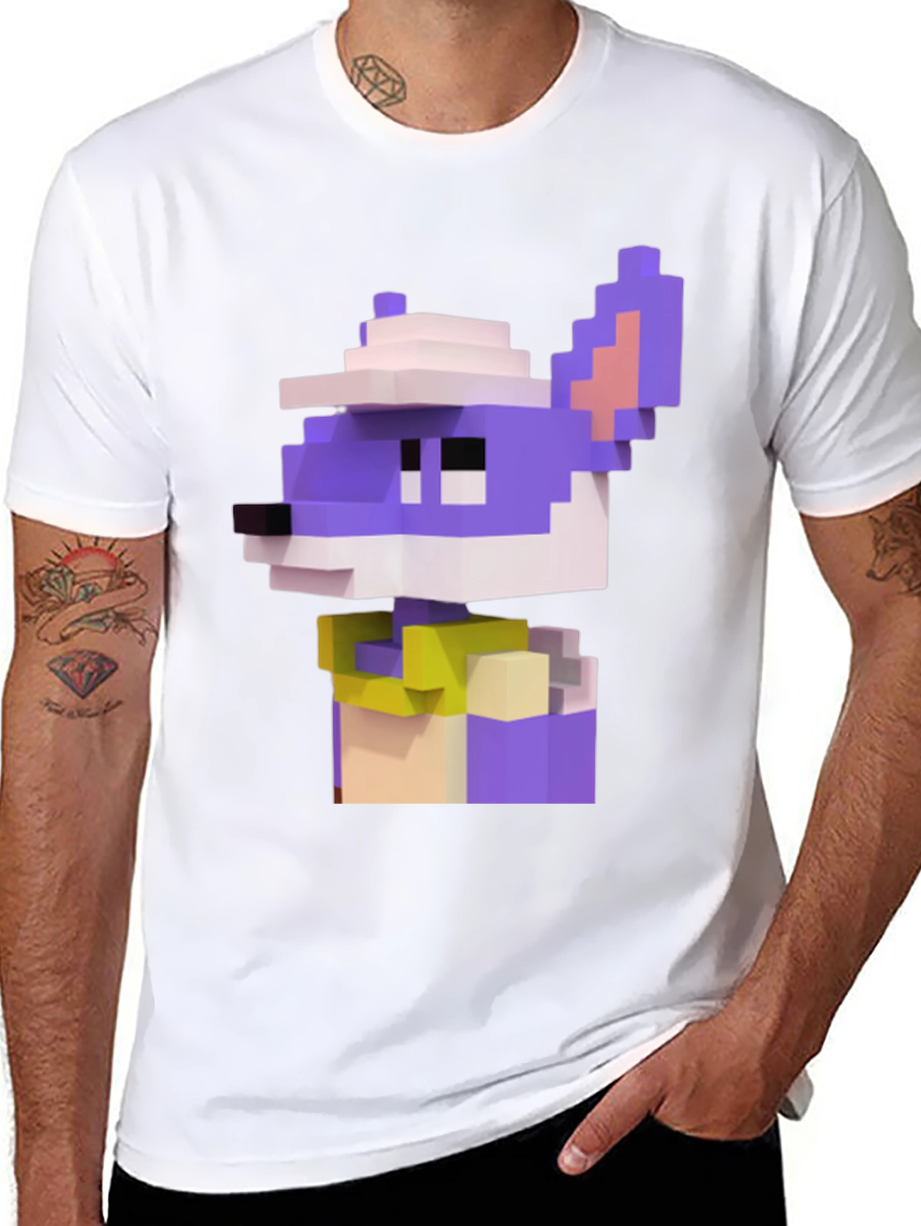 Pixel Art Character Graphic Tee - Black T-Shirt
