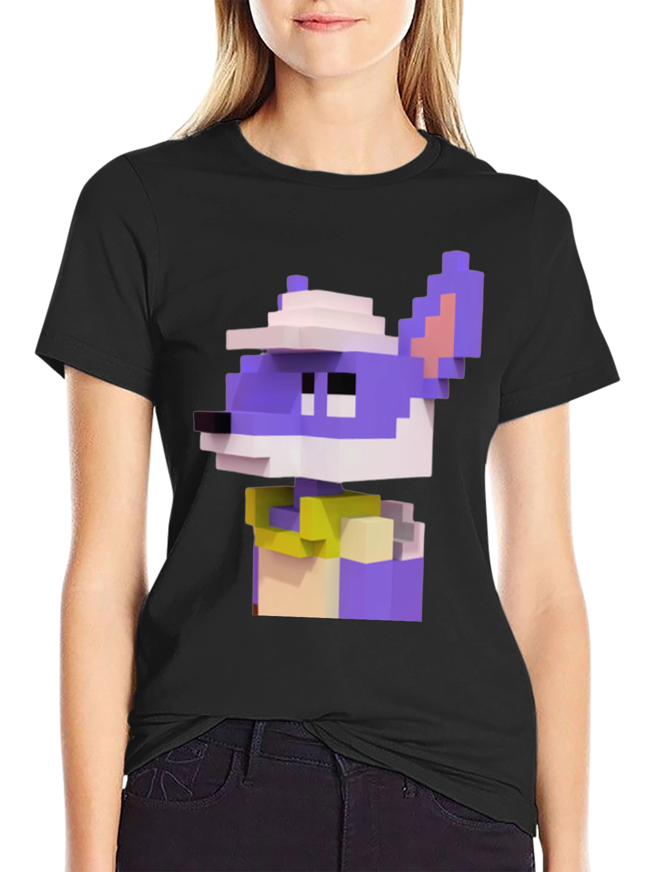 Pixel Art Character Graphic Tee - Black T-Shirt