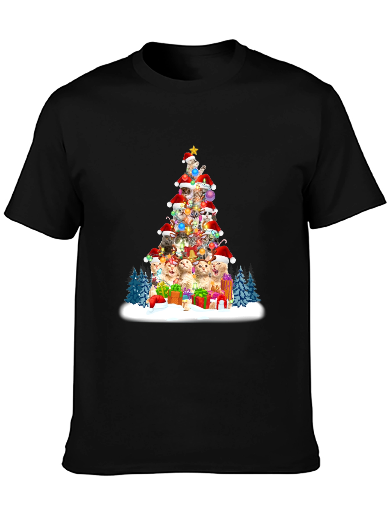 Festive Cat Christmas Tree T-Shirt