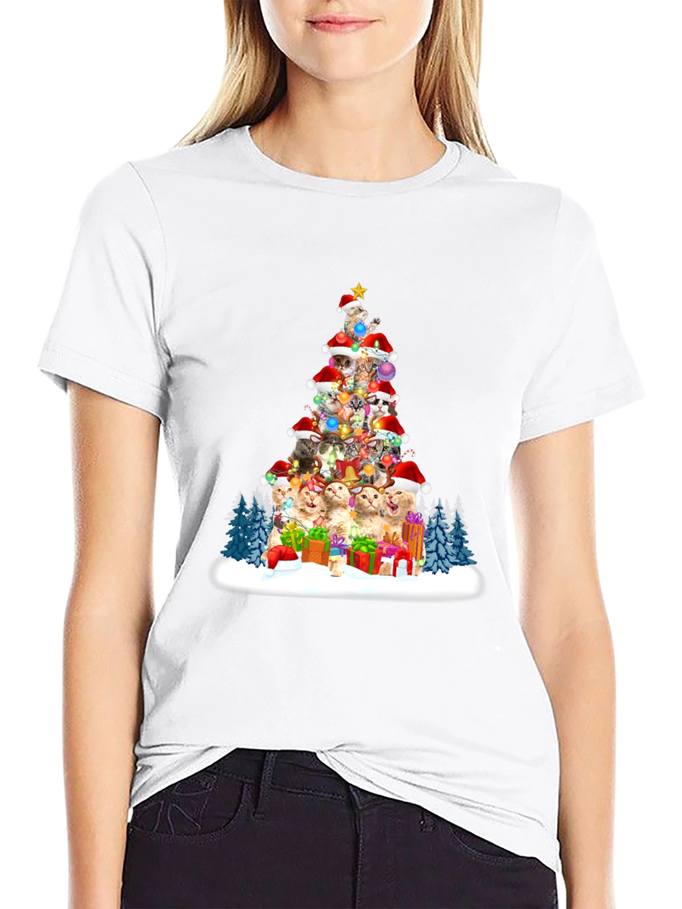 Festive Cat Christmas Tree T-Shirt