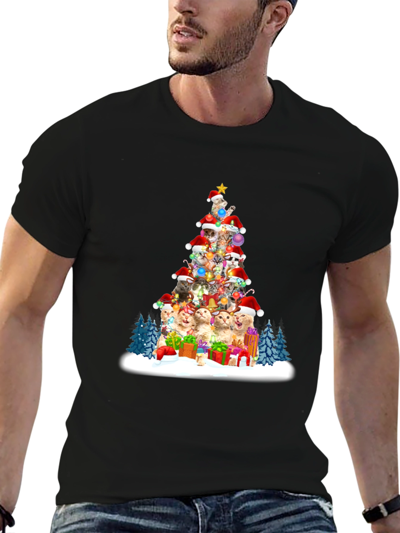 Festive Cat Christmas Tree T-Shirt