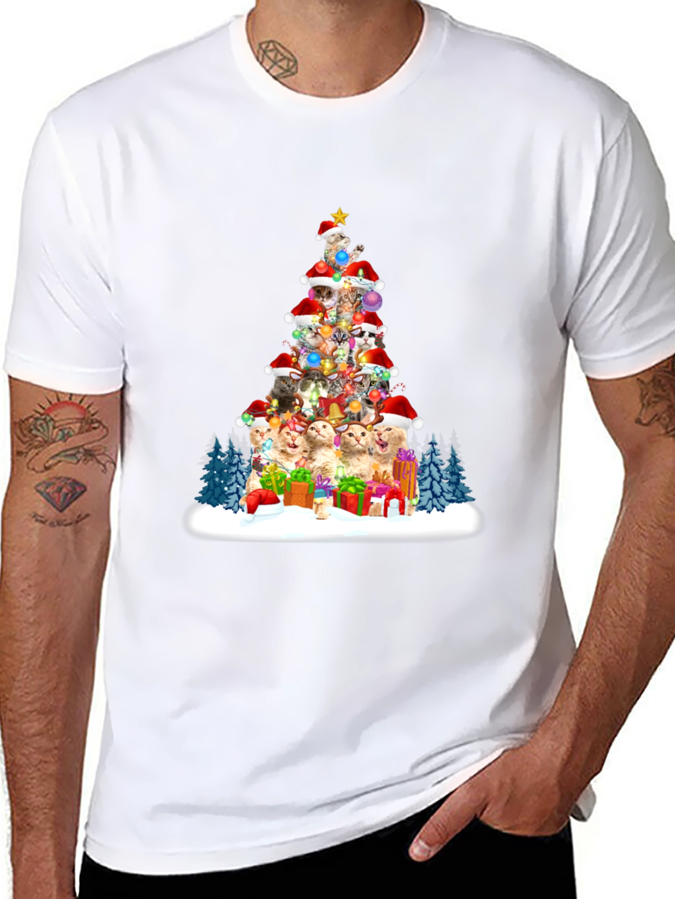Festive Cat Christmas Tree T-Shirt