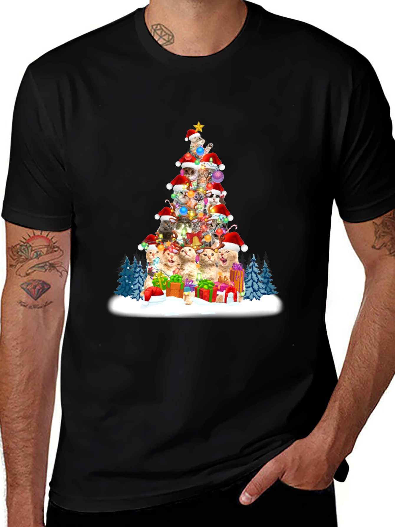 Festive Cat Christmas Tree T-Shirt