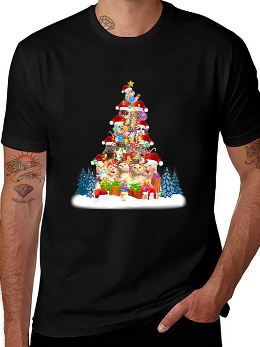 Festive Cat Christmas Tree T-Shirt