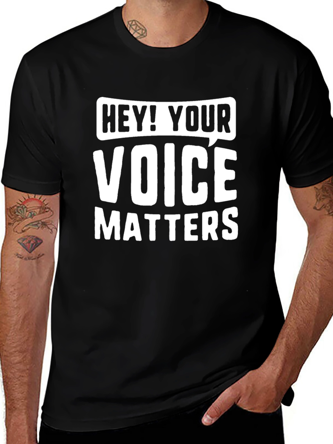 Your Voice Matters Graphic Tee - Black Cotton T-Shirt