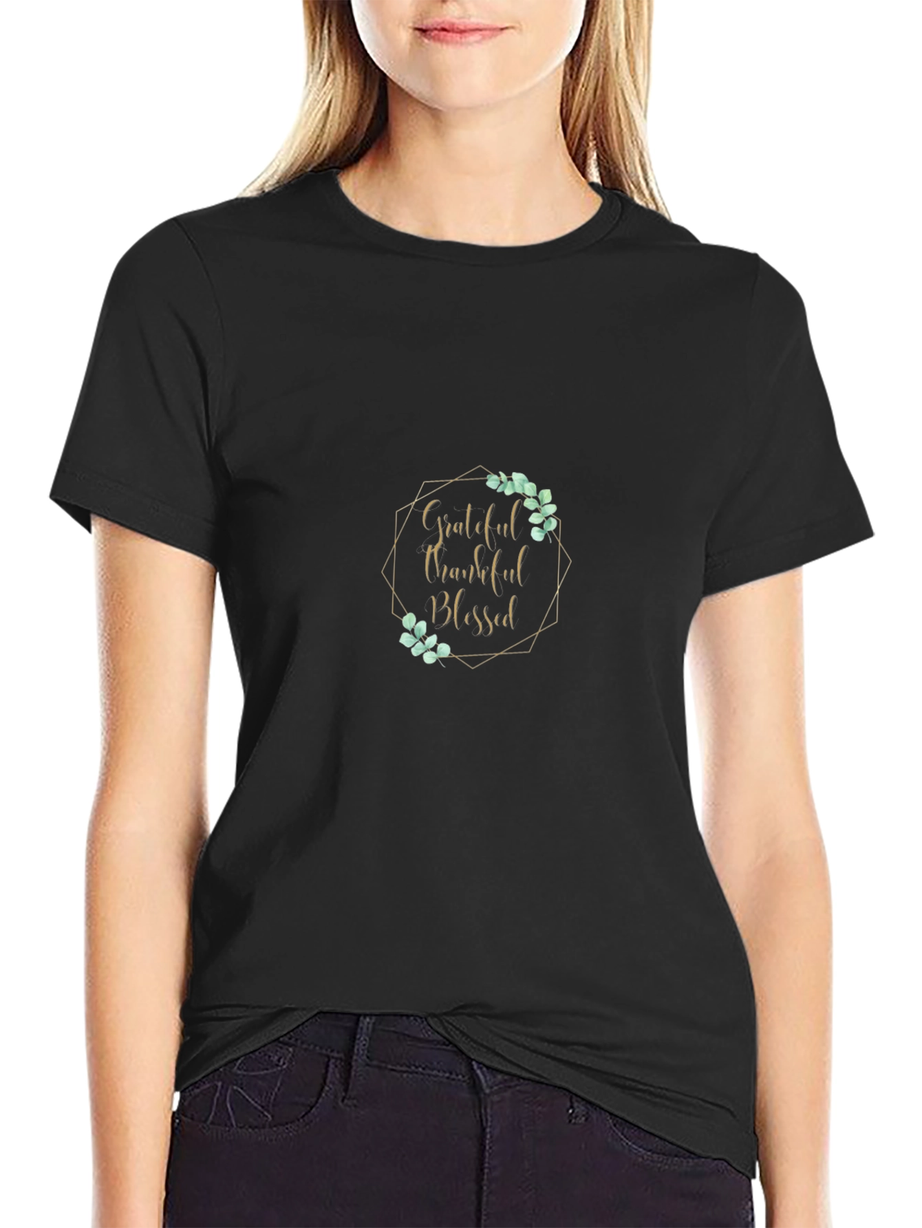 Grateful Thankful Blessed Black T-Shirt