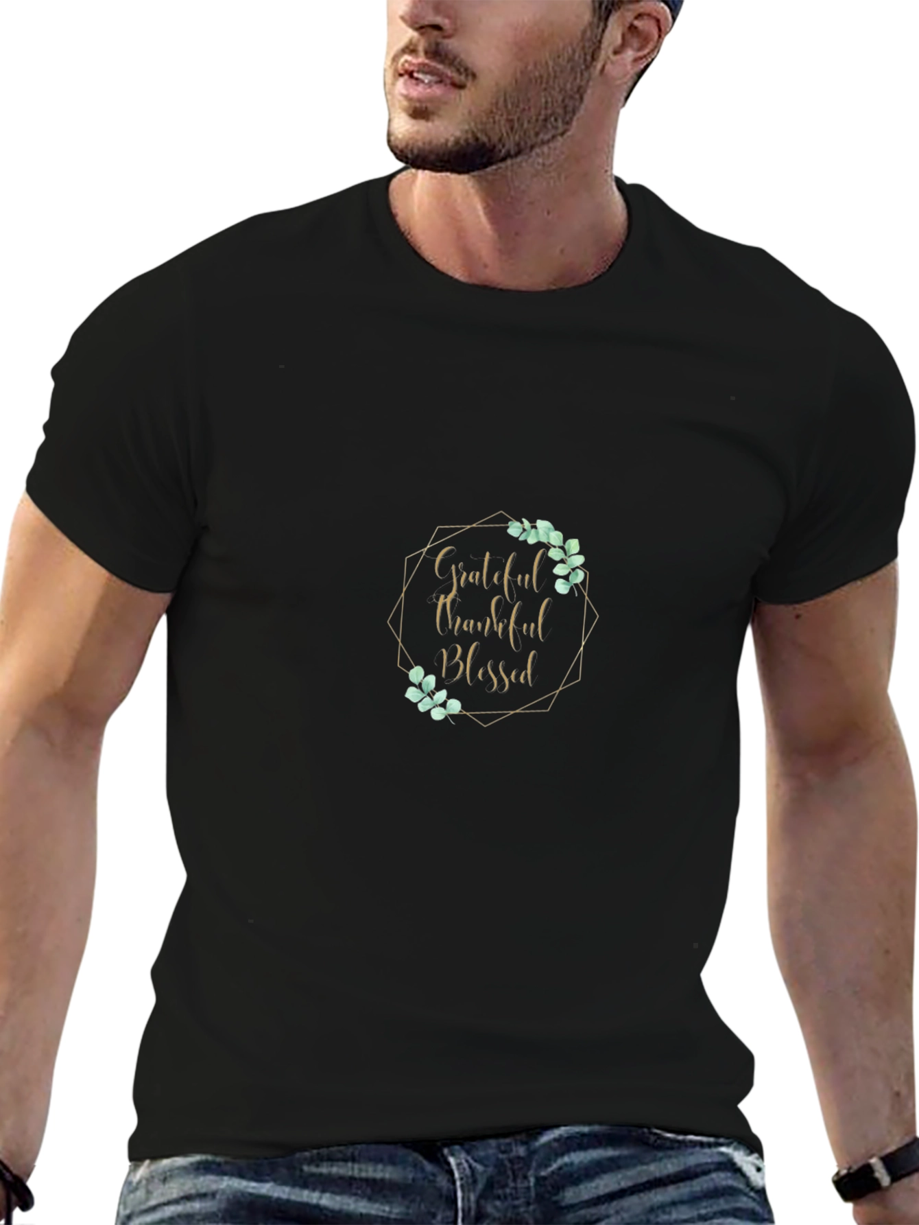 Grateful Thankful Blessed Black T-Shirt