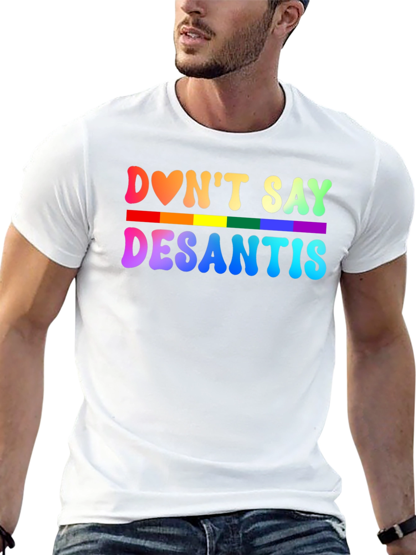 Dont Say DeSantis Rainbow Graphic T-Shirt