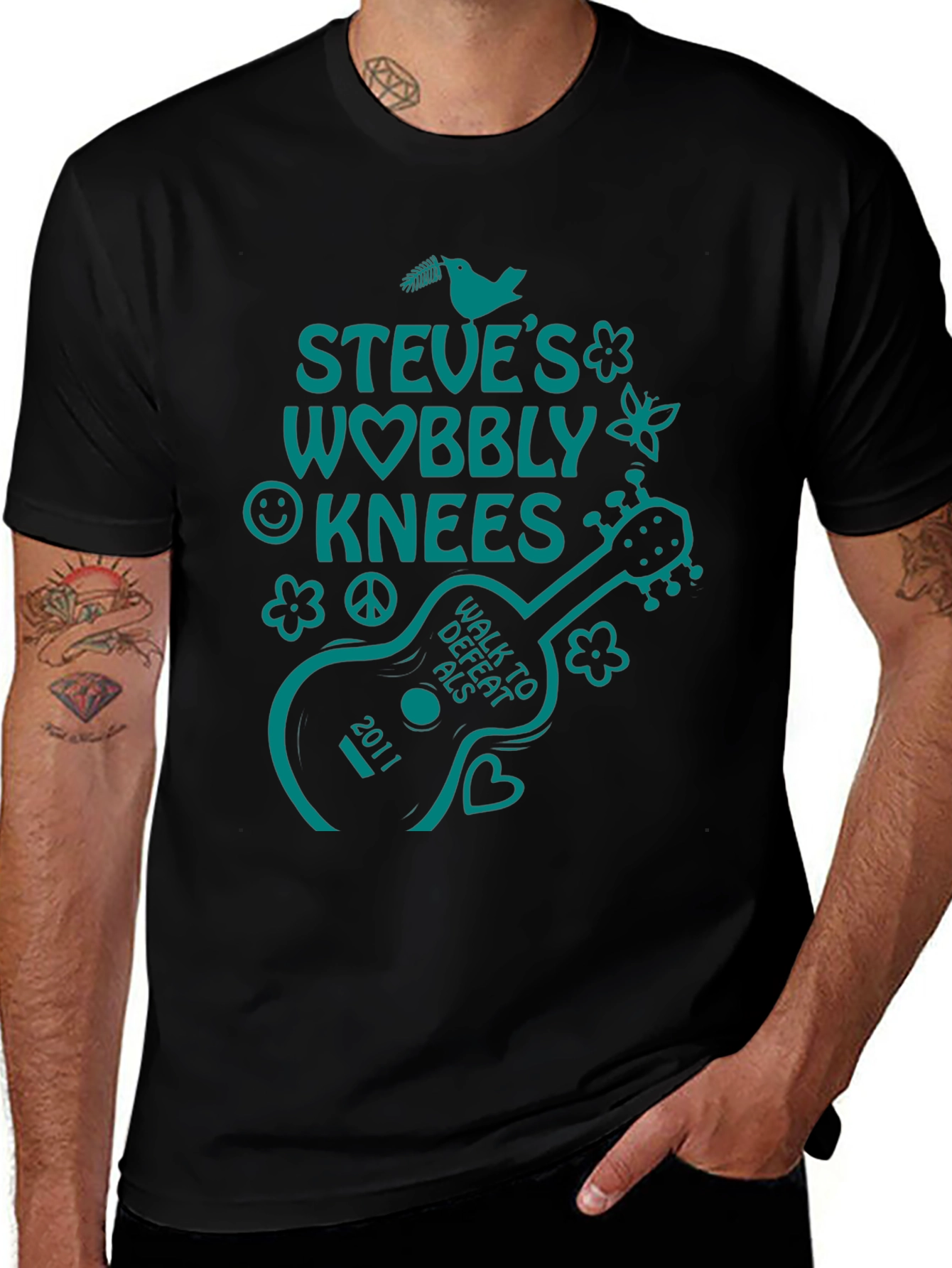 Steves Wobbly Knees ALS Walk T-Shirt