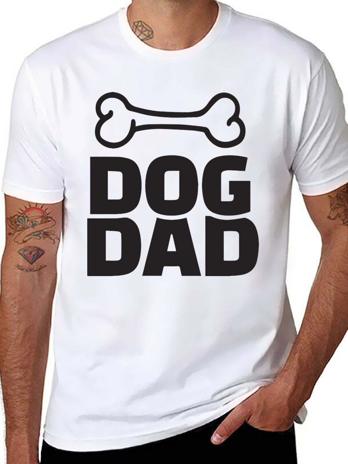 Dog Dad Black T-Shirt - Bone Graphic