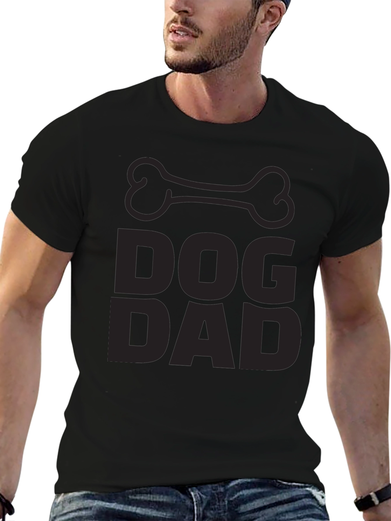 Dog Dad Black T-Shirt - Bone Graphic