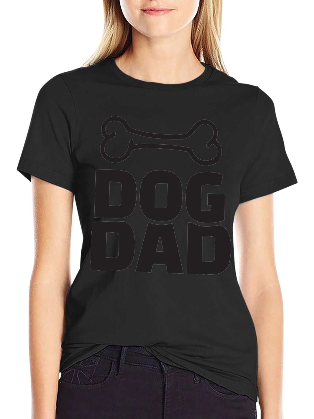 Dog Dad Black T-Shirt - Bone Graphic