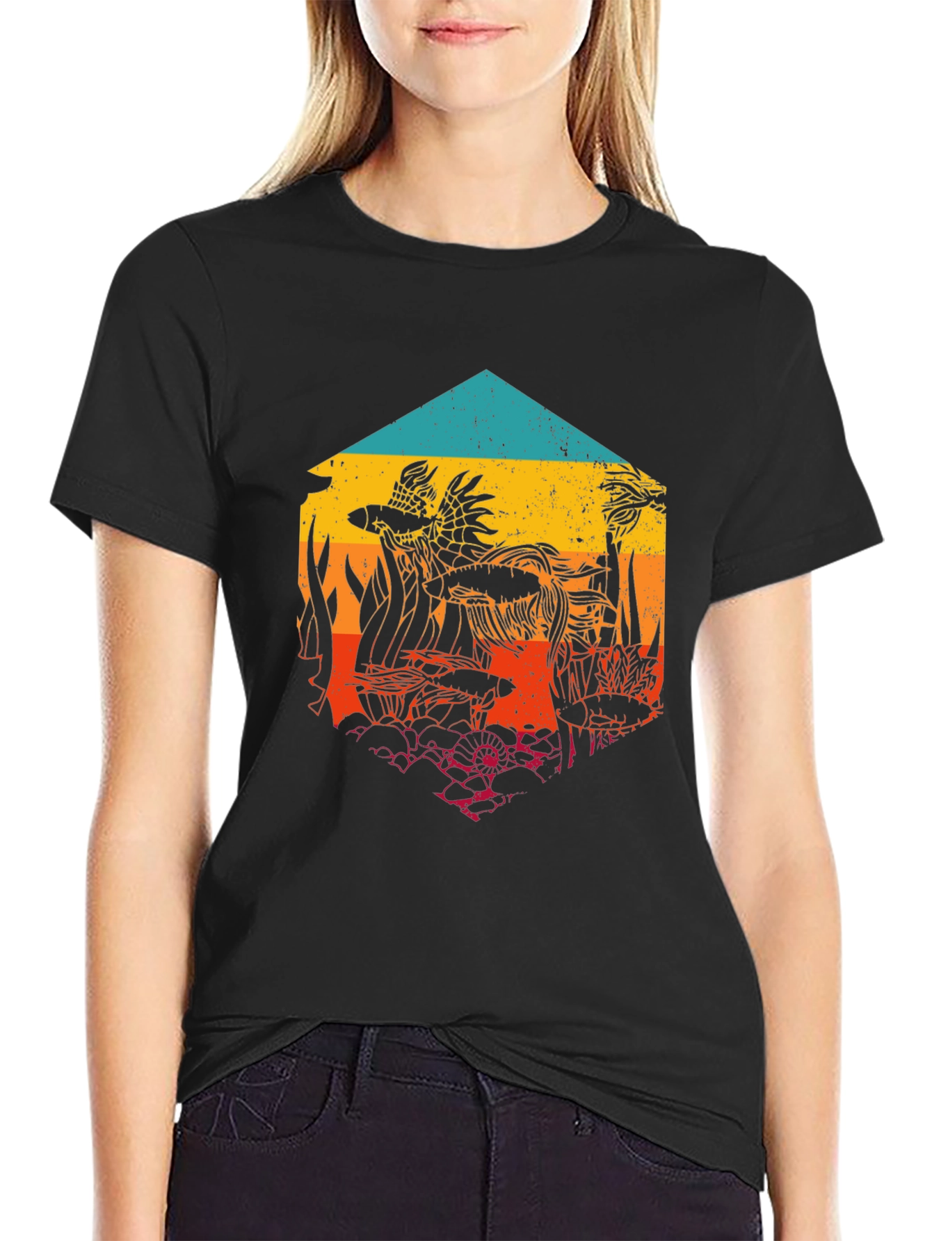 Retro Hexagon Aquarium Graphic Tee