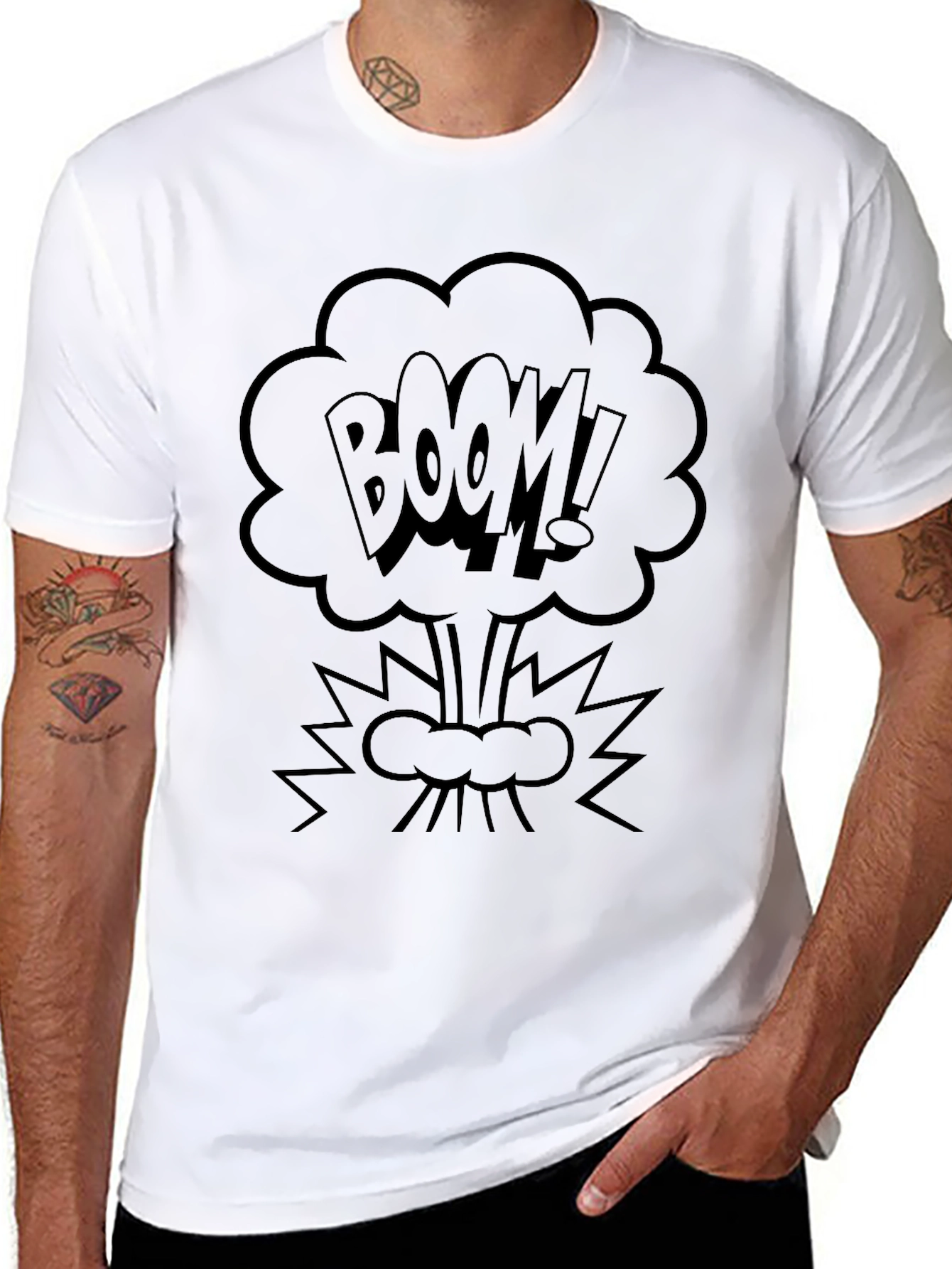 Boom! Black Graphic Tee - Comic Style Explosion Shirt