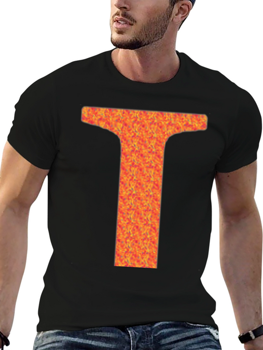 Fiery Letter T Graphic Tee - Bold Statement Shirt