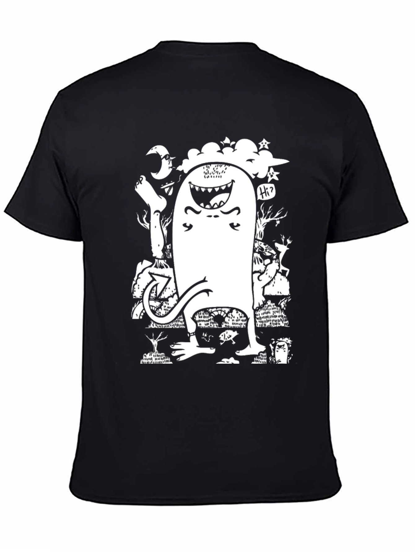 Monster Graphic T-Shirt - Black Cotton Tee