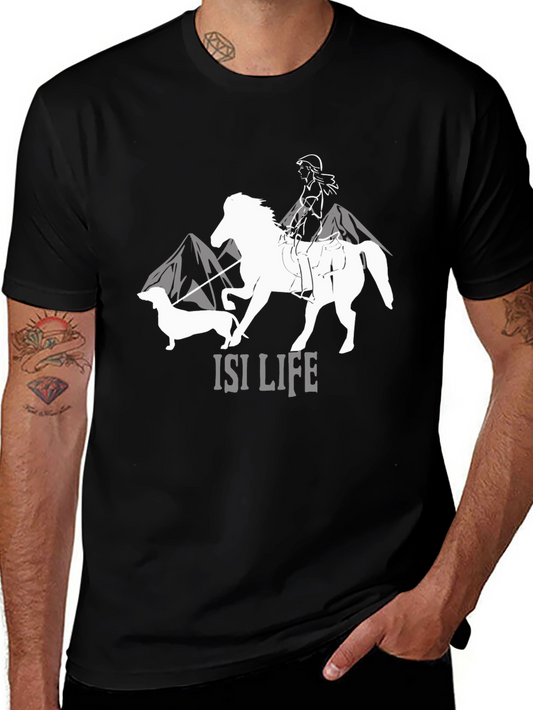 ISI Life Black T-Shirt - Horse & Dog Design