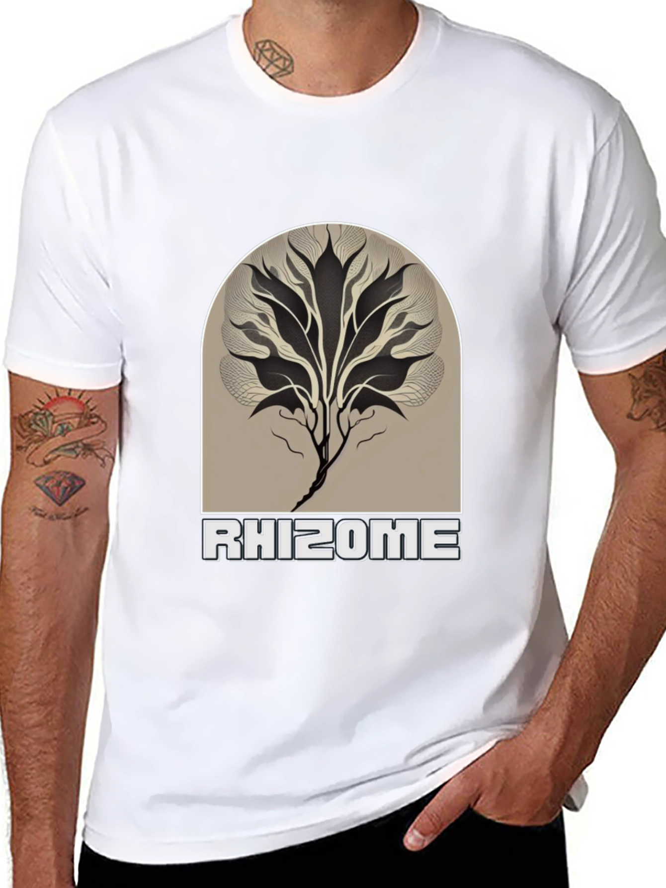 Rhizome Graphic Print Tee - Stylish Unisex Cotton T-Shirt