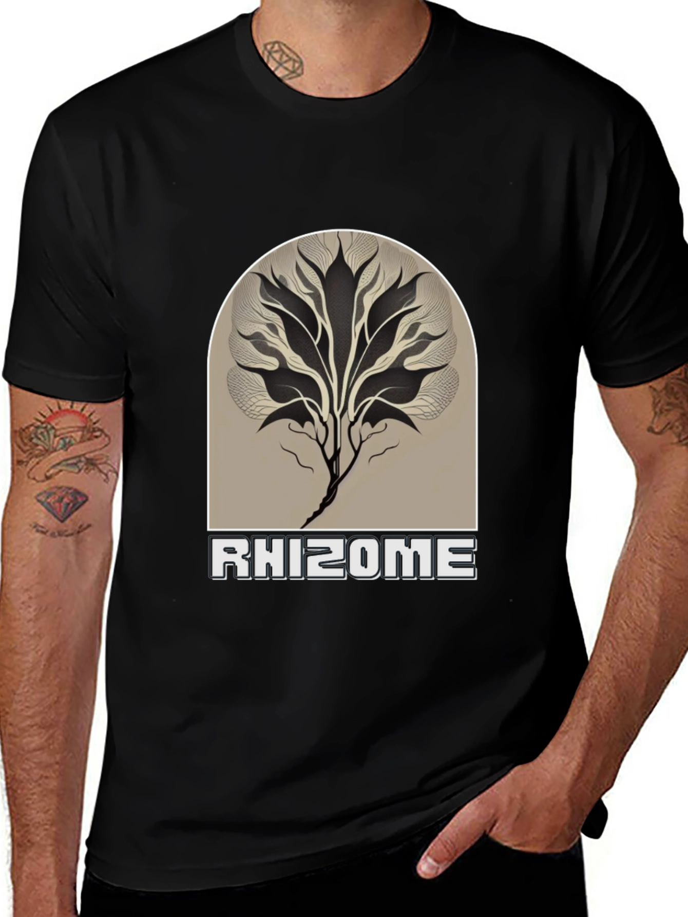 Rhizome Graphic Print Tee - Stylish Unisex Cotton T-Shirt