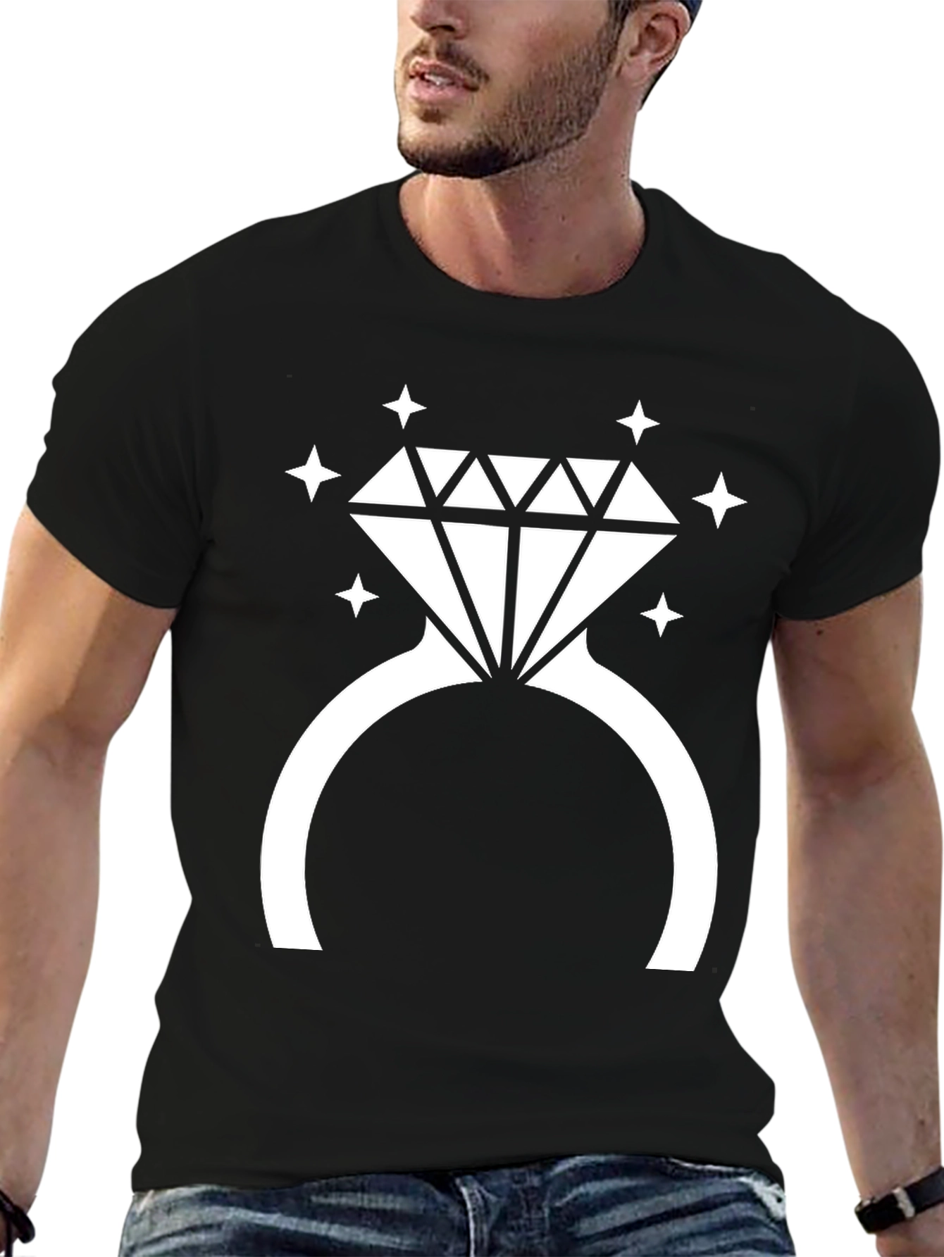 Diamond Ring Graphic Tee - Novelty T-Shirt