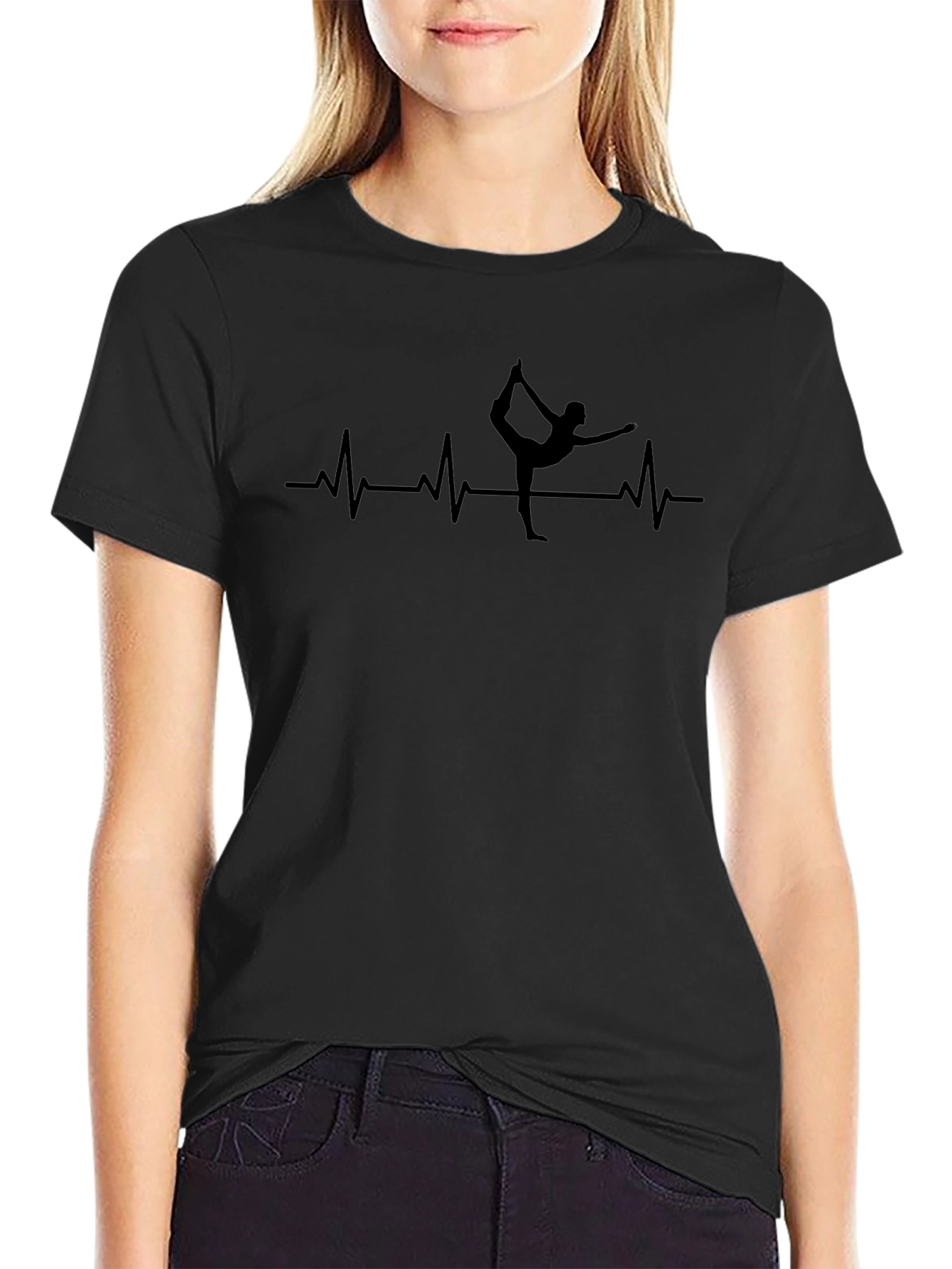 Yoga Heartbeat T-Shirt - Black Cotton Tee