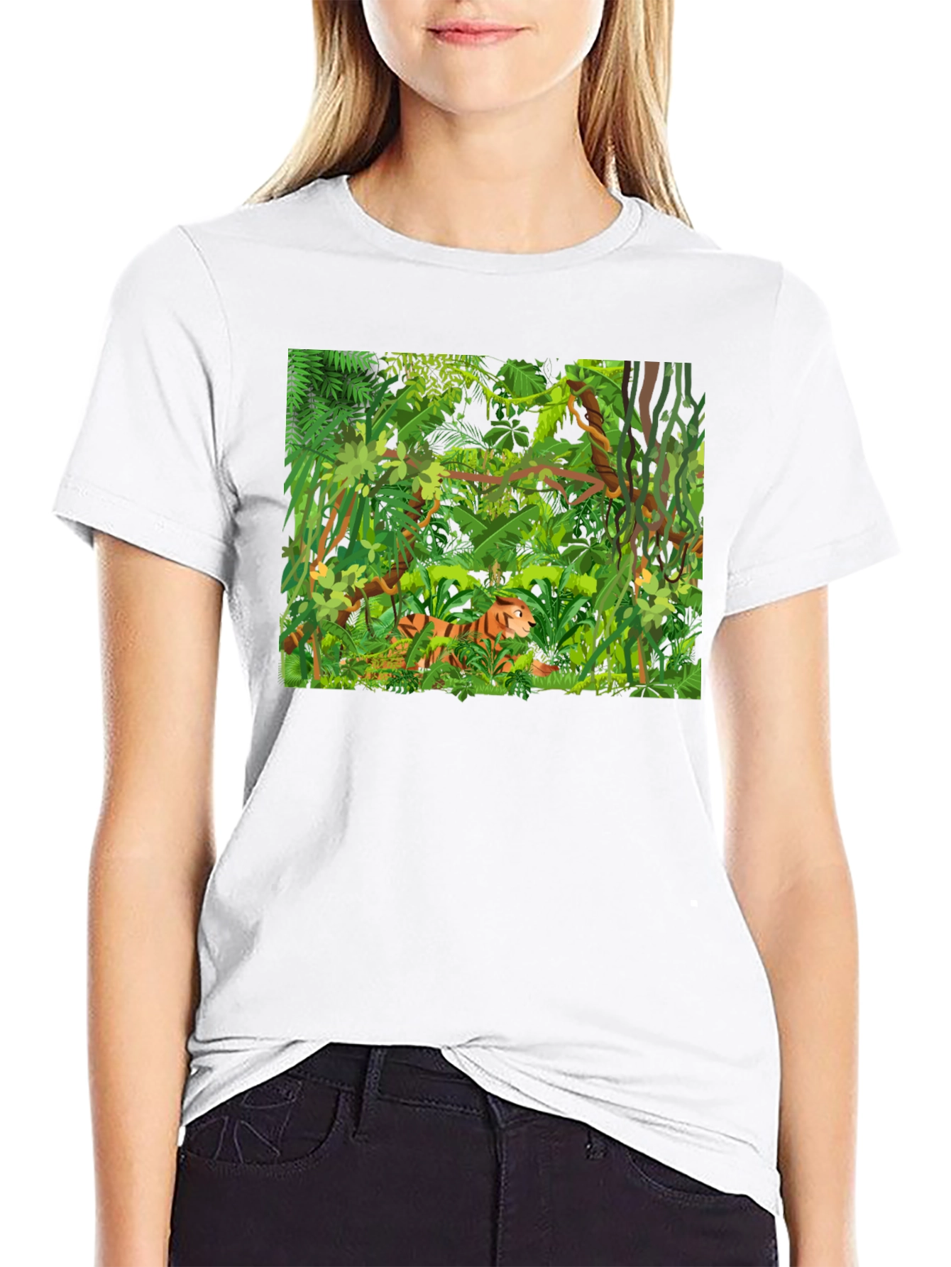 Jungle Tiger Graphic T-Shirt - Mens Black Tee