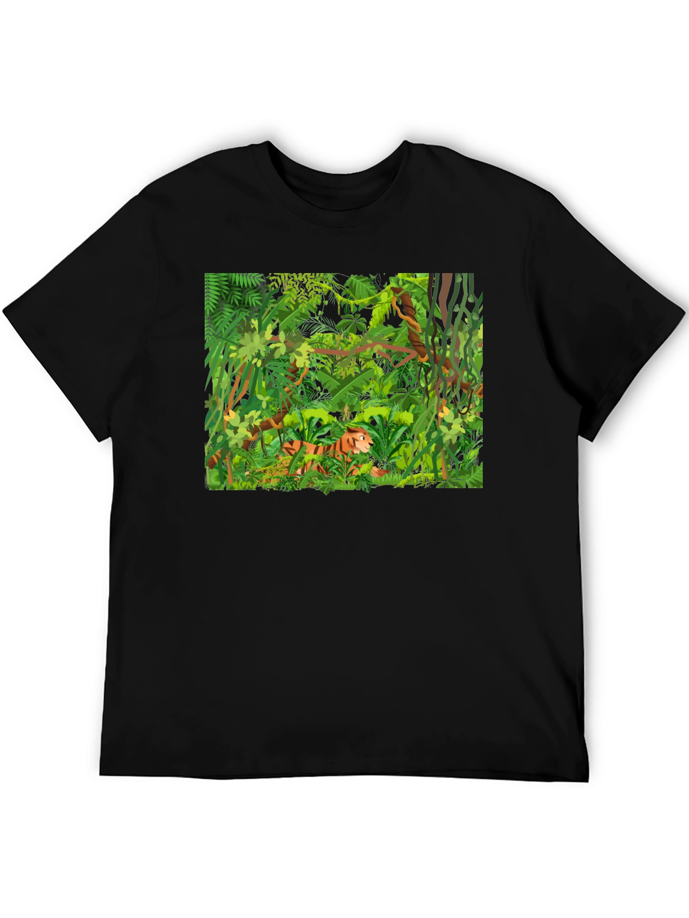 Jungle Tiger Graphic T-Shirt - Mens Black Tee