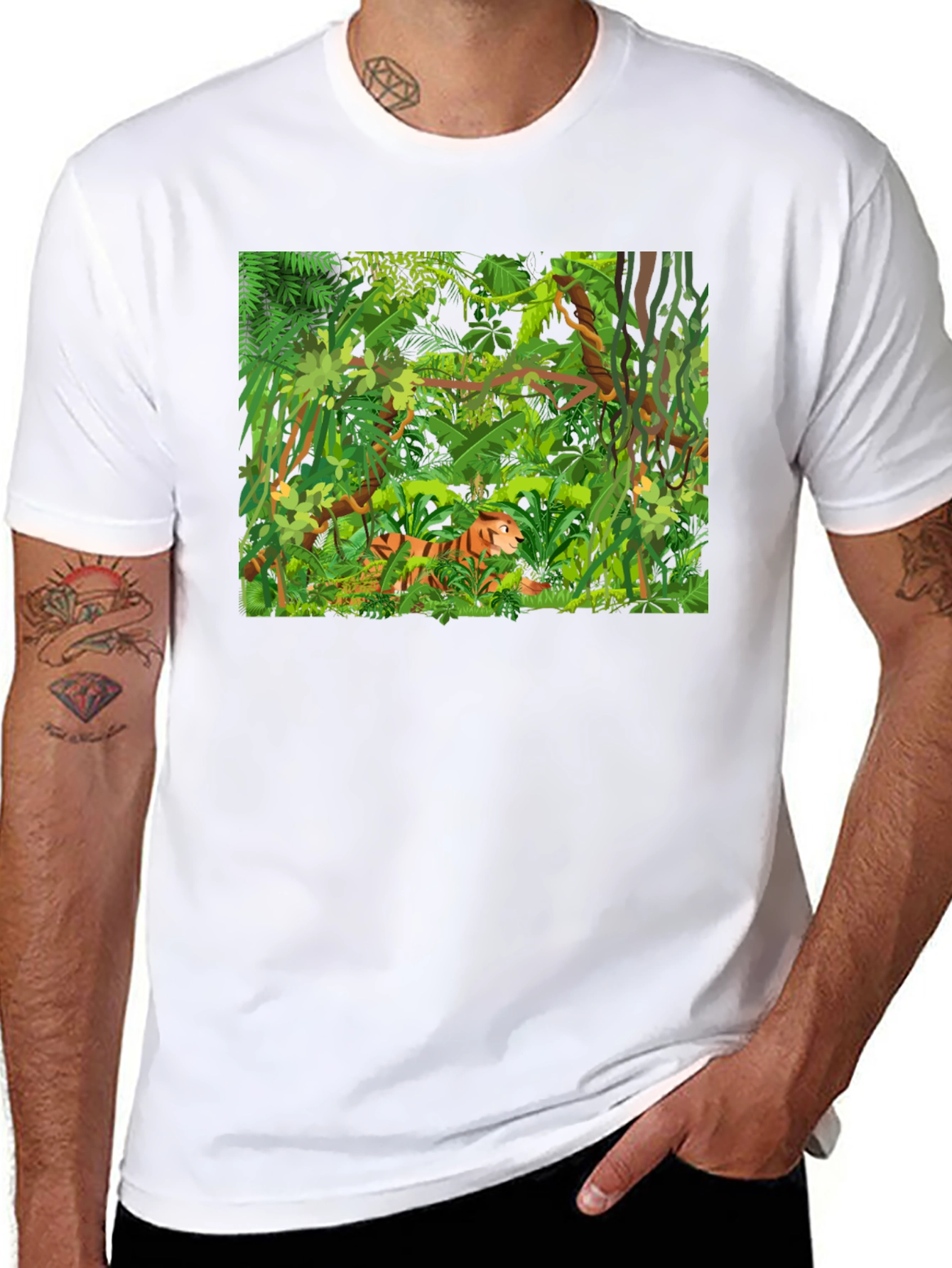 Jungle Tiger Graphic T-Shirt - Mens Black Tee