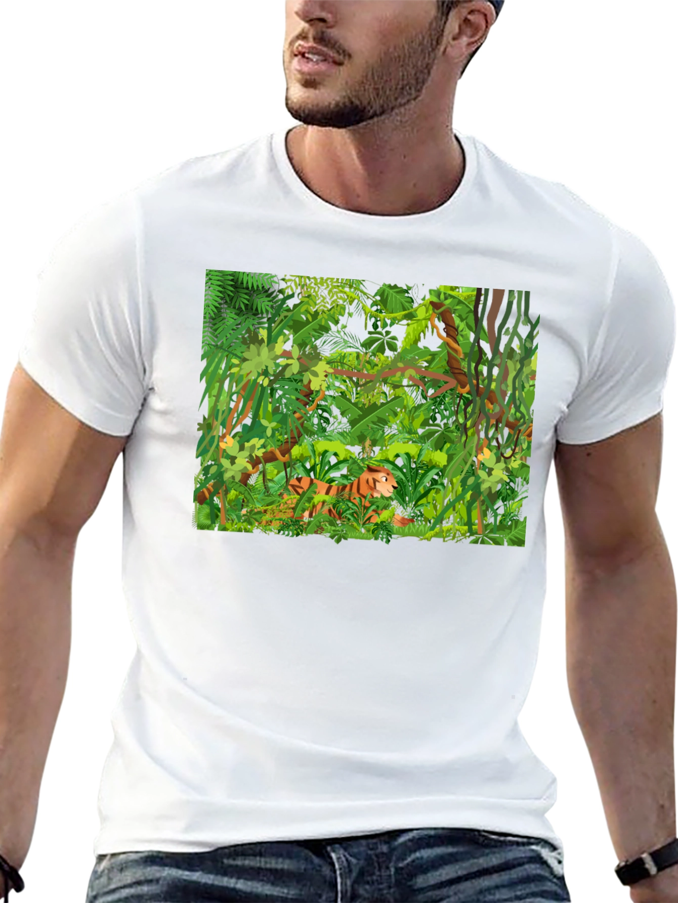 Jungle Tiger Graphic T-Shirt - Mens Black Tee