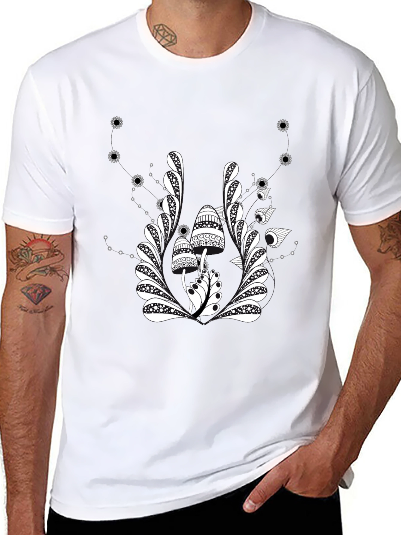 Mushroom Graphic Print Crew Neck T-Shirt
