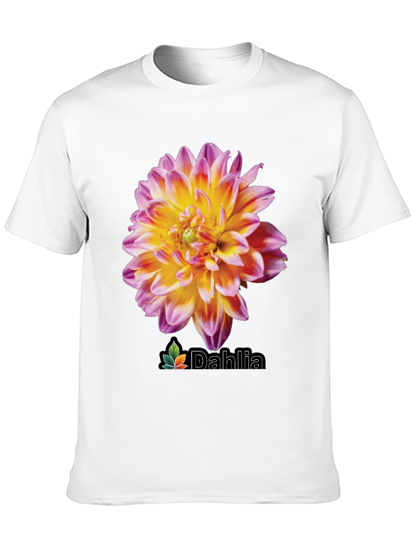 Dahlia Flower Graphic Black T-Shirt